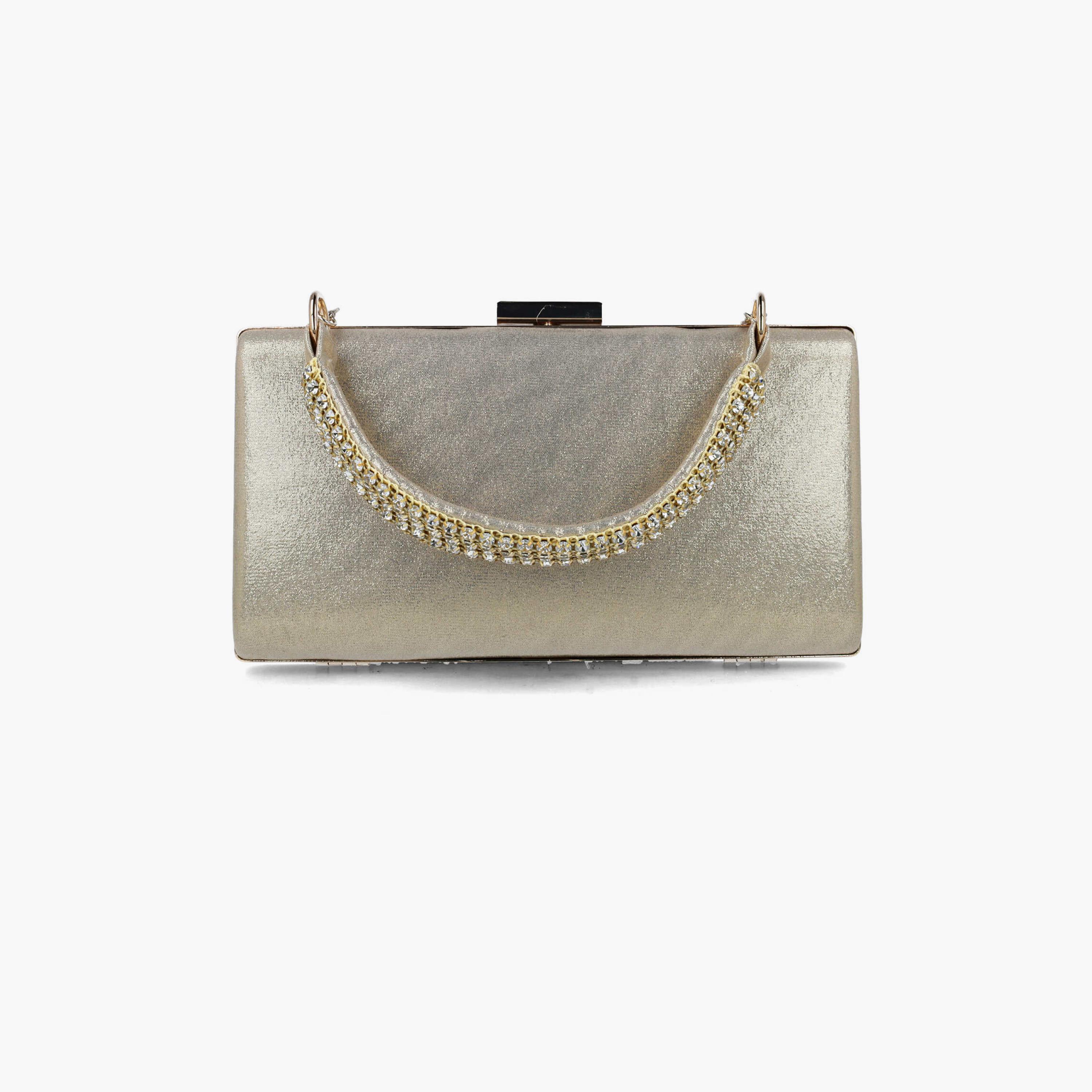 Menbur Clutch With Embellished Design On Handle In Gold-women-bagsandwallets-wallets-image-1