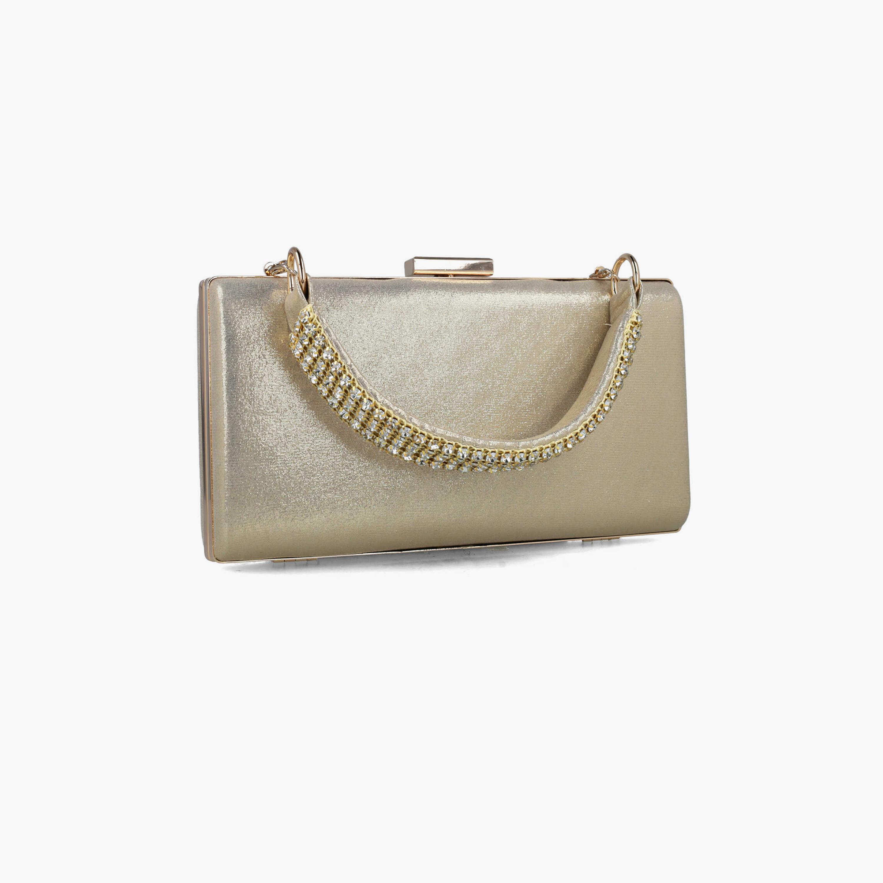 Menbur Clutch With Embellished Design On Handle In Gold-women-bagsandwallets-wallets-image-2