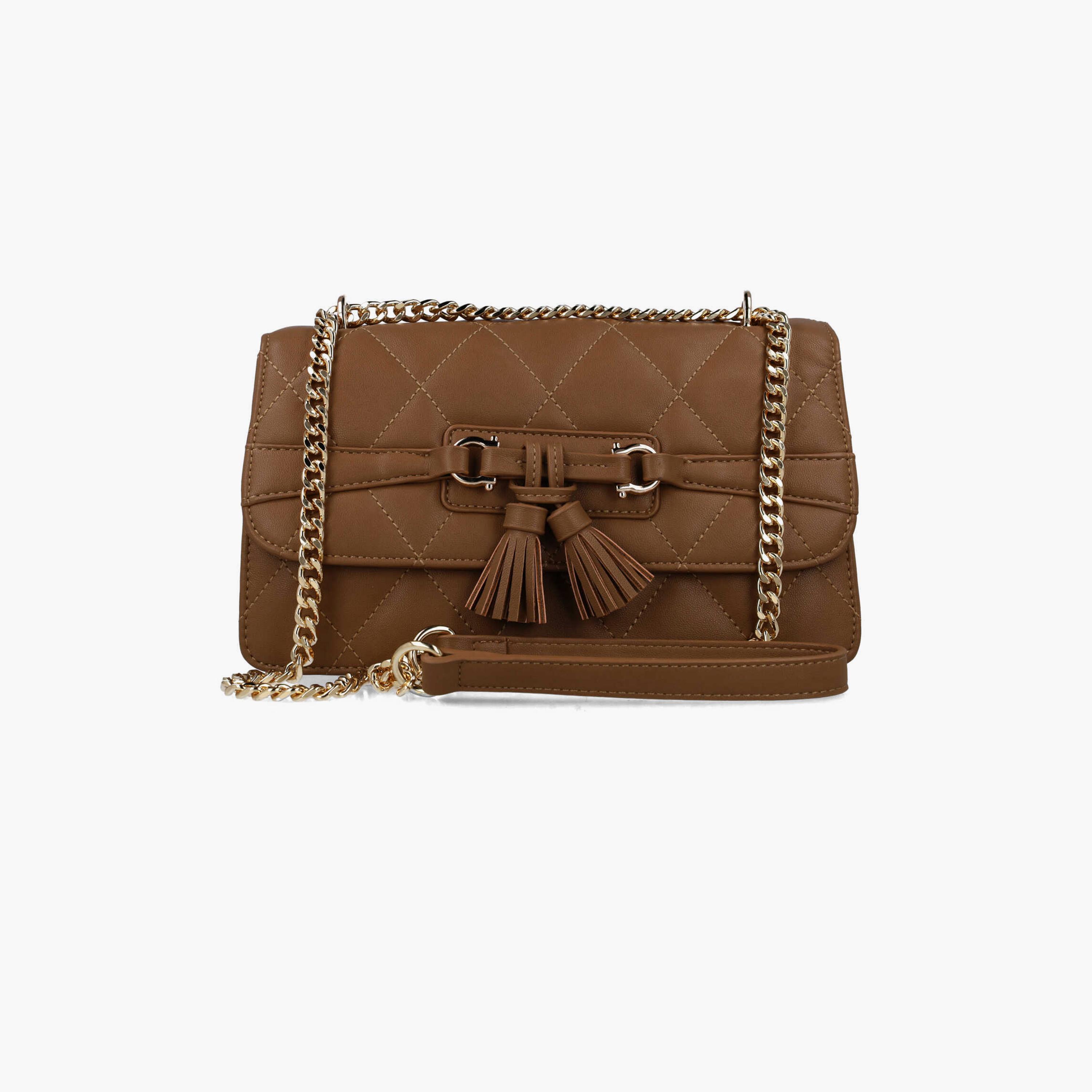 Menbur Quilted Crossbody Bag With Tassel Design In Brown-women-bagsandwallets-handbags-image-1