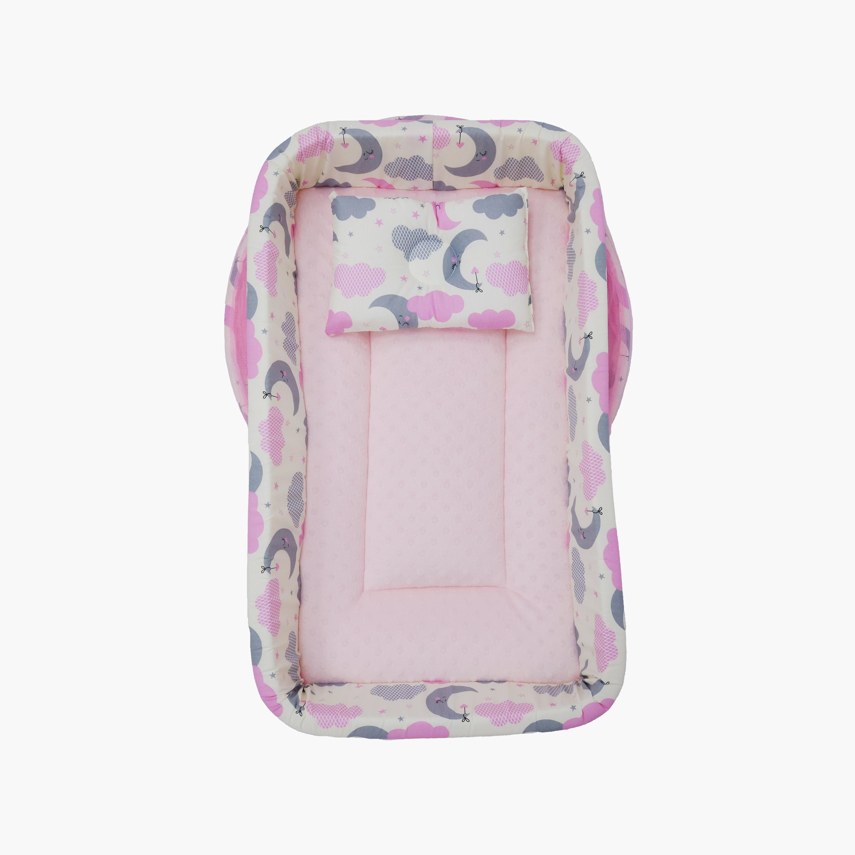 مهد متنقل مريح من نايت آنجل، سماء، وردي-baby-nursery-furniture-cribsandbeds-bassinets-image-1