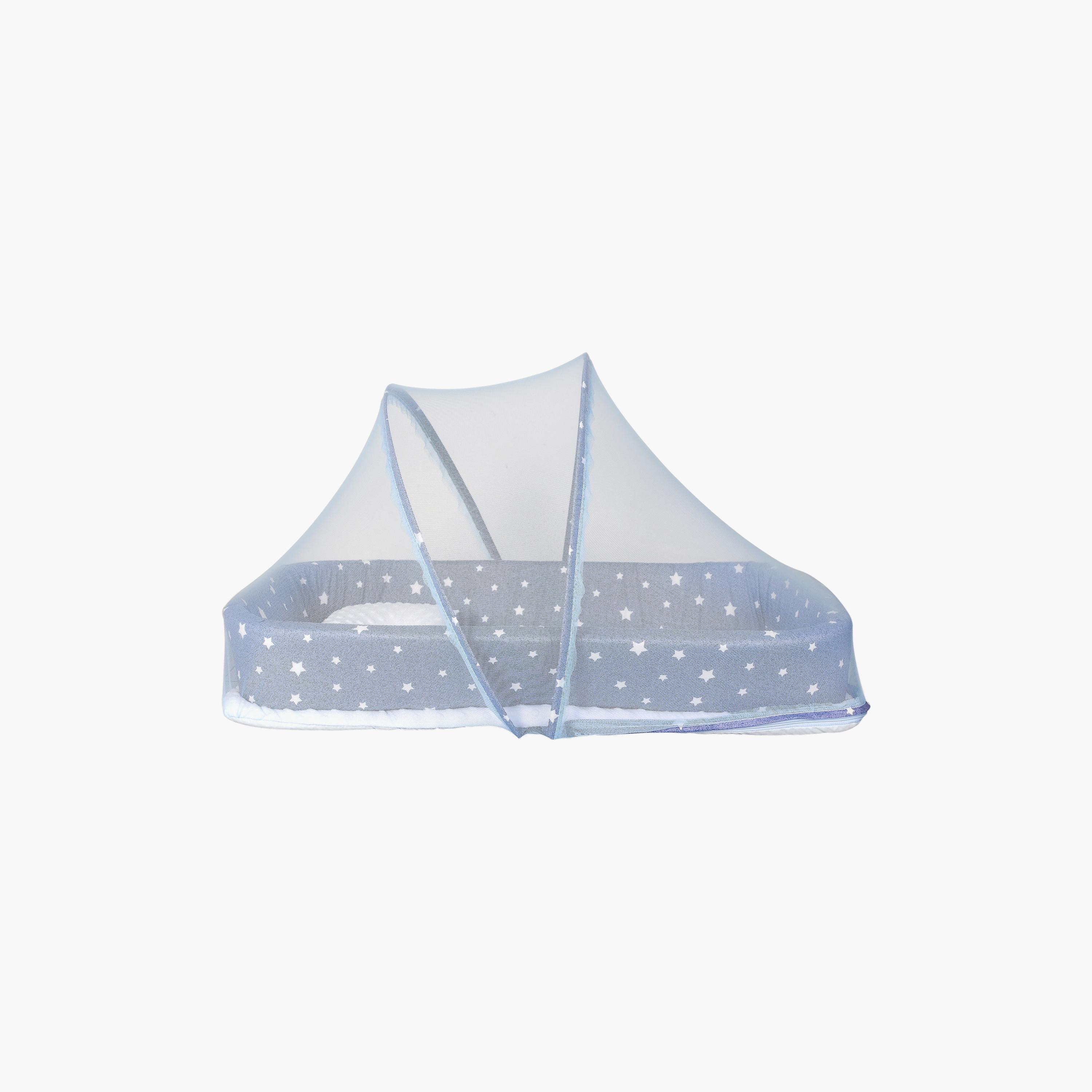 Little Angel Portable Bed with Comfy Padding, Stars, Blue-baby-nursery-furniture-cribsandbeds-bassinets-image-2