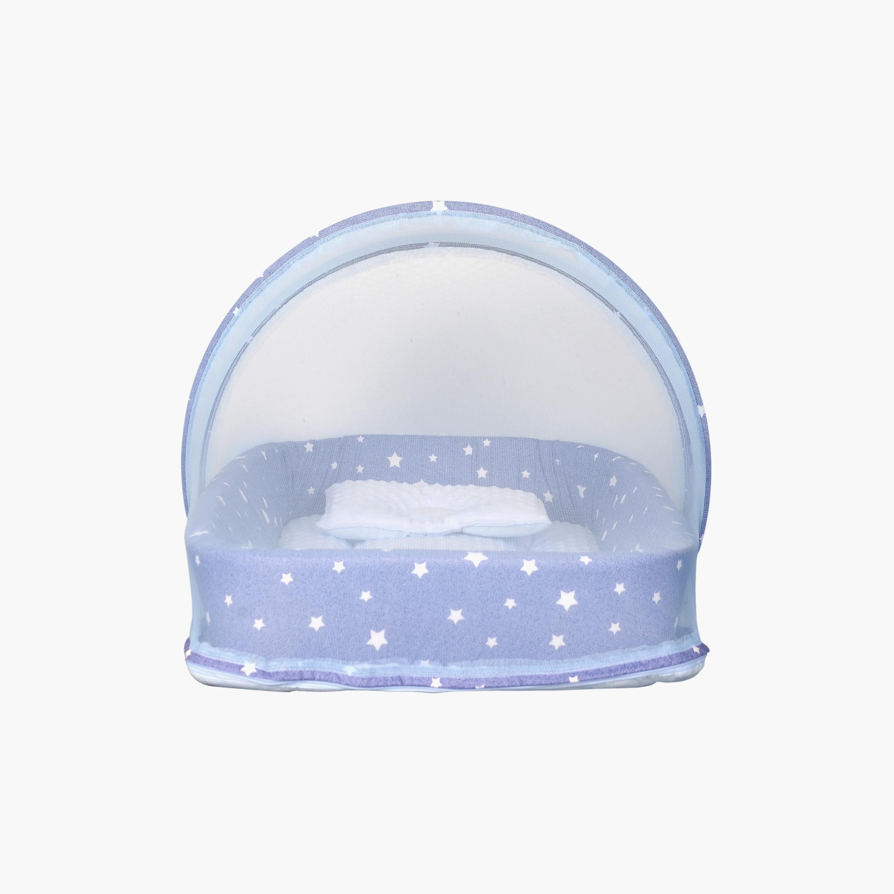 Little Angel Portable Bed with Comfy Padding, Stars, Blue-baby-nursery-furniture-cribsandbeds-bassinets-image-3