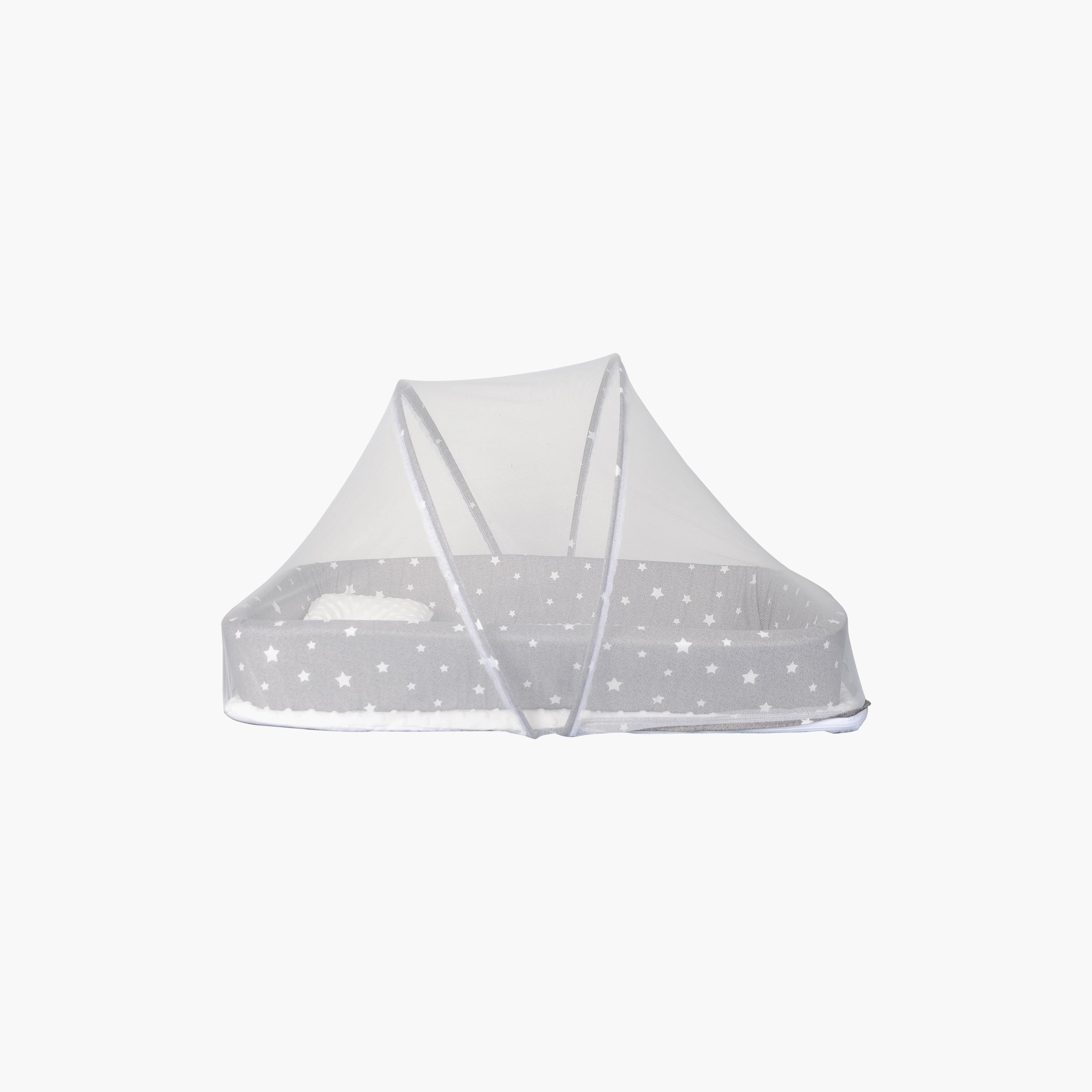 سرير محمول مع حشوة مريحة من نايت آنجل، رمادي-baby-nursery-furniture-cribsandbeds-bassinets-image-3