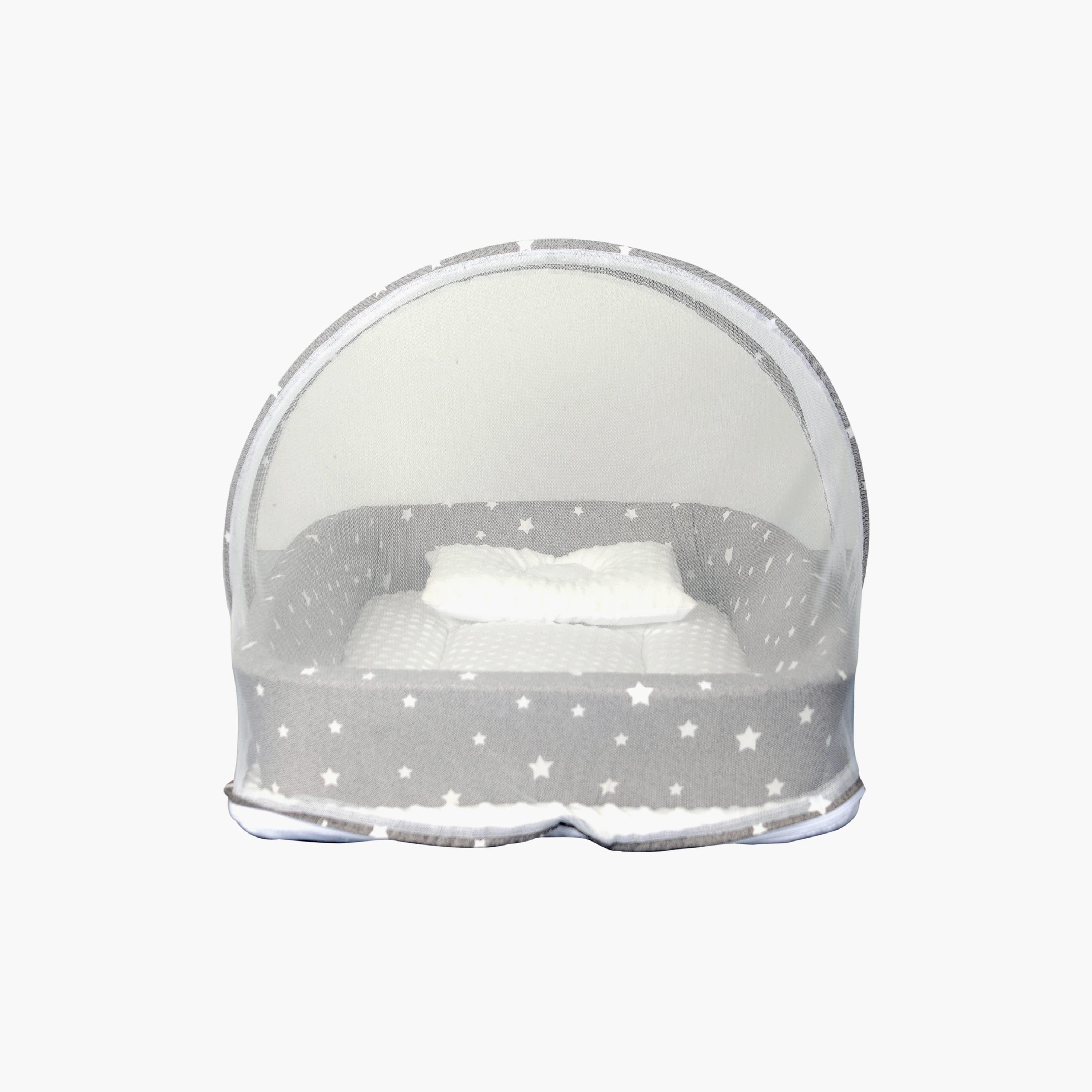 سرير محمول مع حشوة مريحة من نايت آنجل، رمادي-baby-nursery-furniture-cribsandbeds-bassinets-image-4