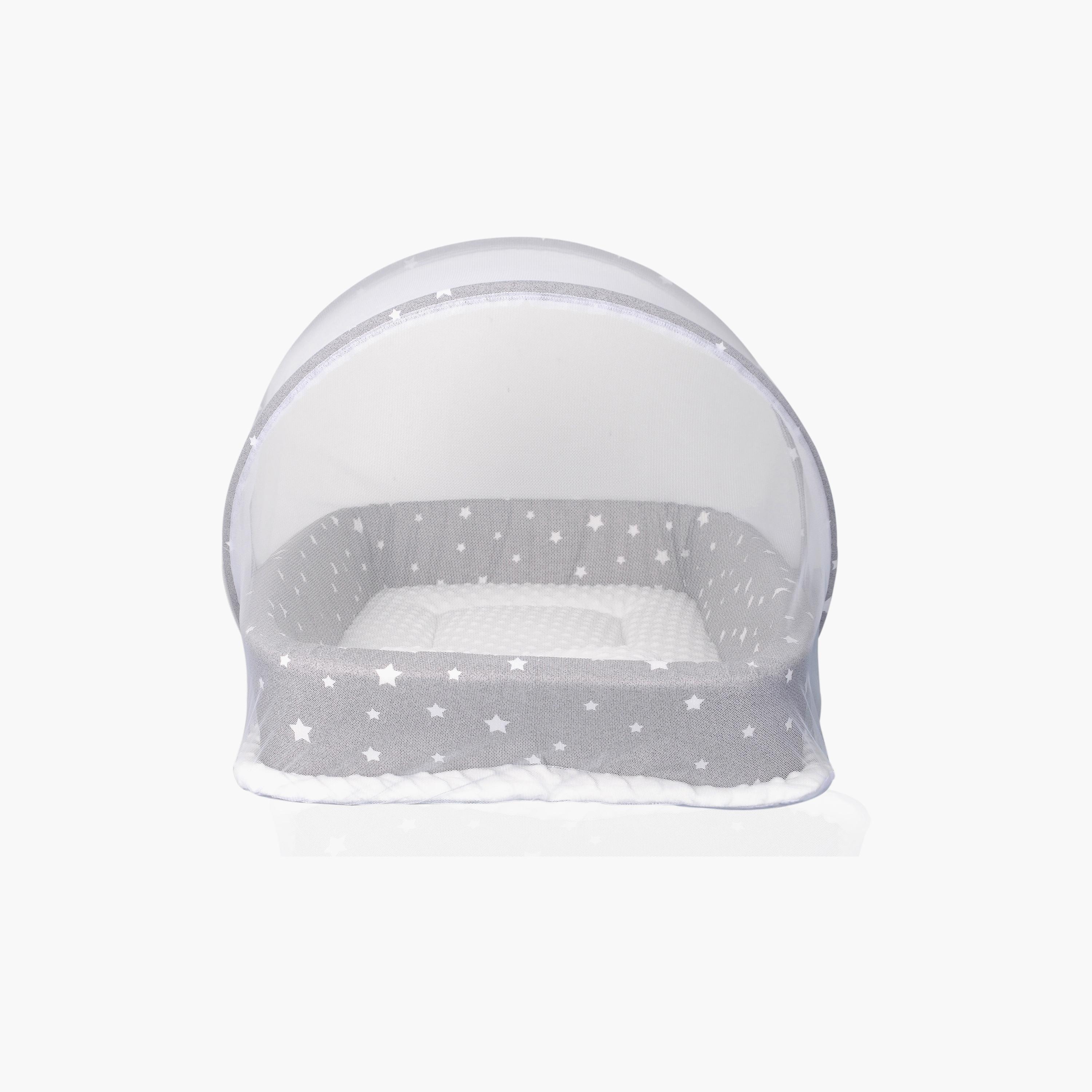 سرير محمول مع حشوة مريحة من نايت آنجل، رمادي-baby-nursery-furniture-cribsandbeds-bassinets-image-5