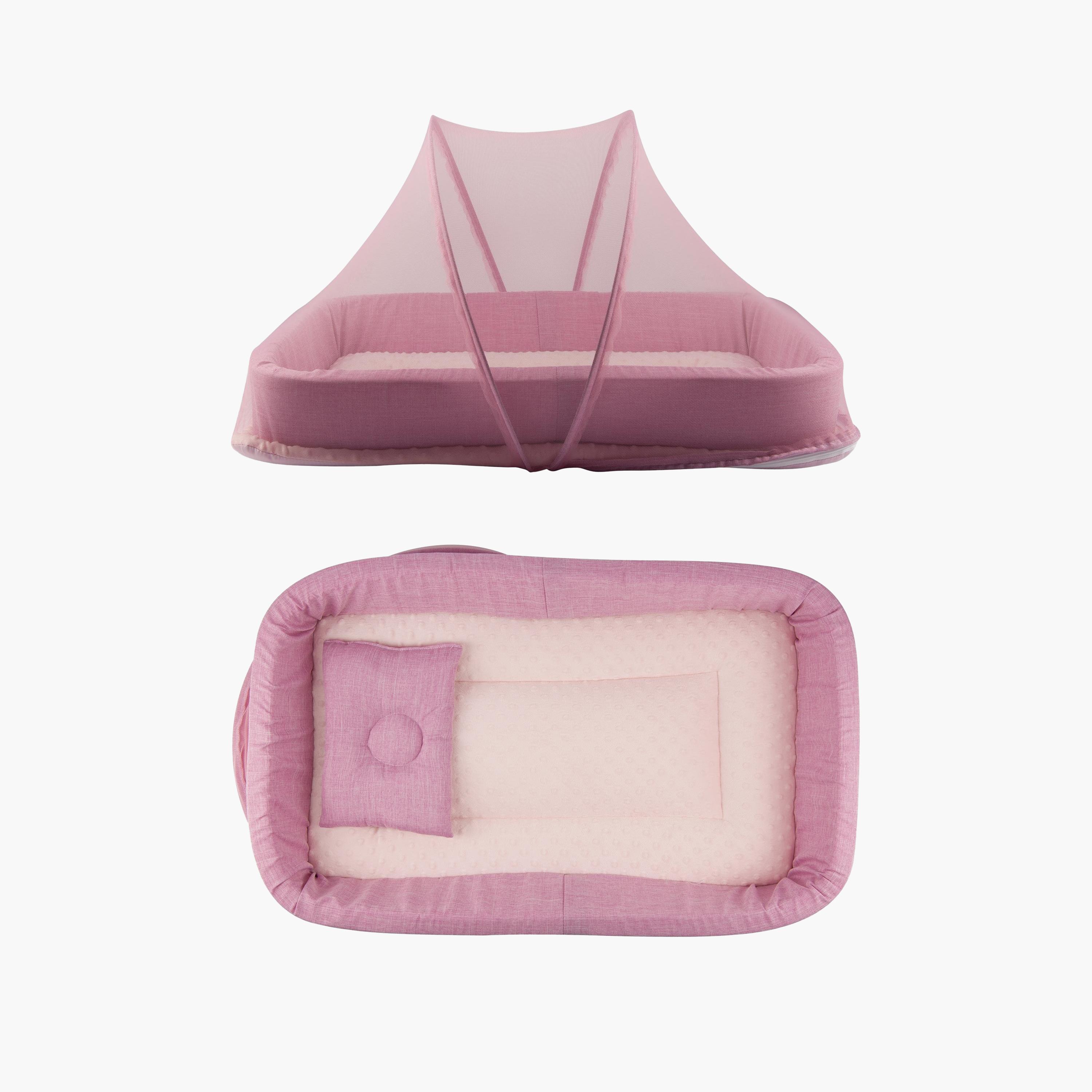 Little Angel Portable Bed with Comfy Padding, Pink-baby-nursery-furniture-cribsandbeds-bassinets-image-1