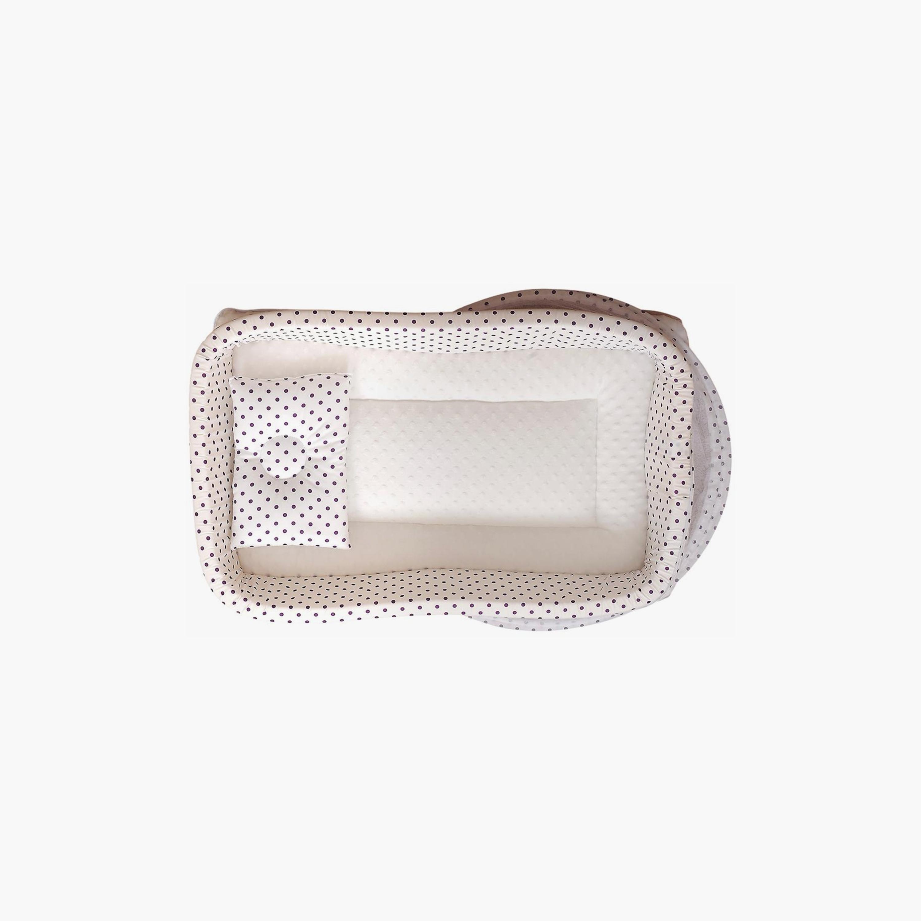Little Angel Portable Bed with Comfy Padding, Polka Dots-baby-nursery-furniture-cribsandbeds-bassinets-image-1