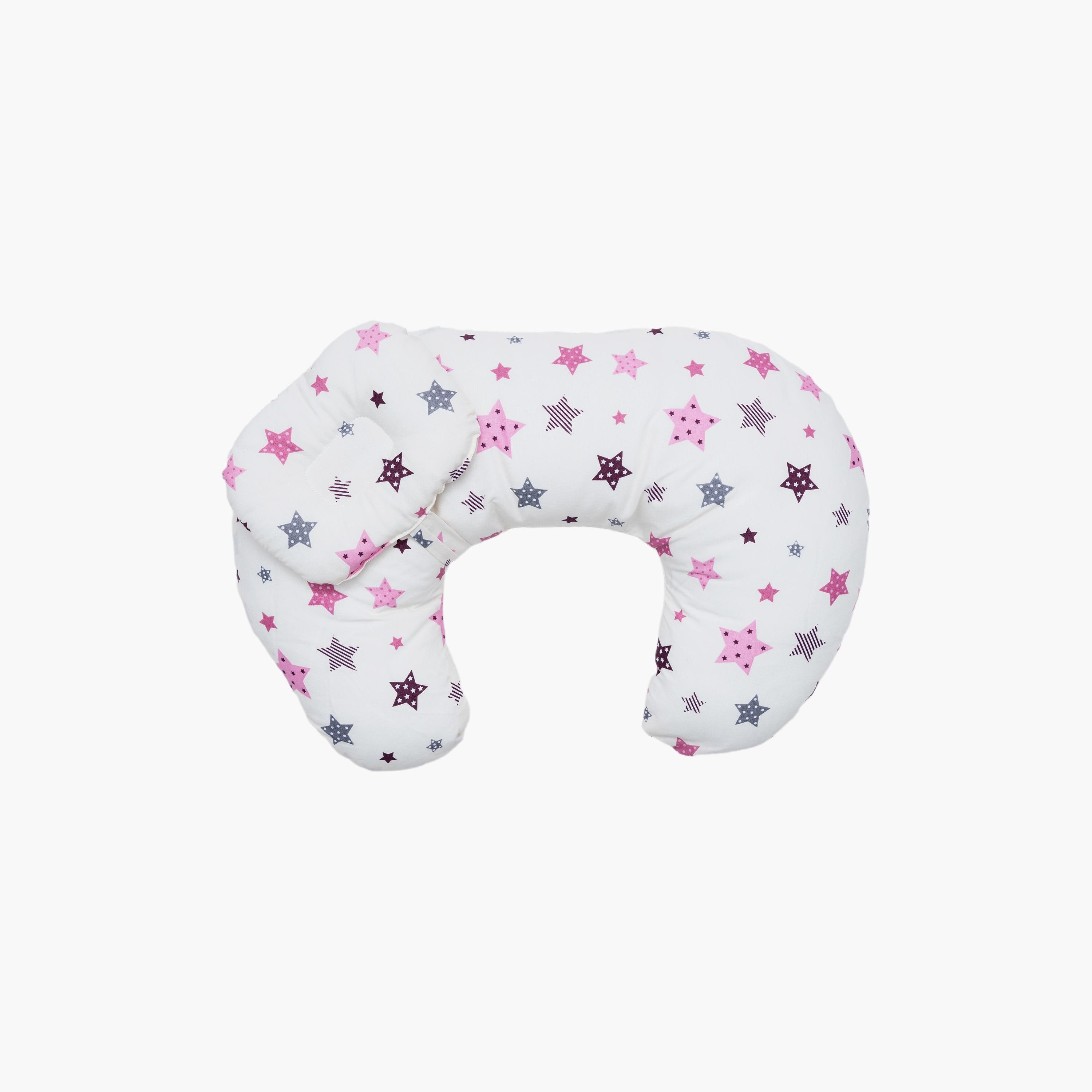 Little Angel Tummy Time Nursing Pillow, Stars, Pink-baby-nursery-babybedding-image-1