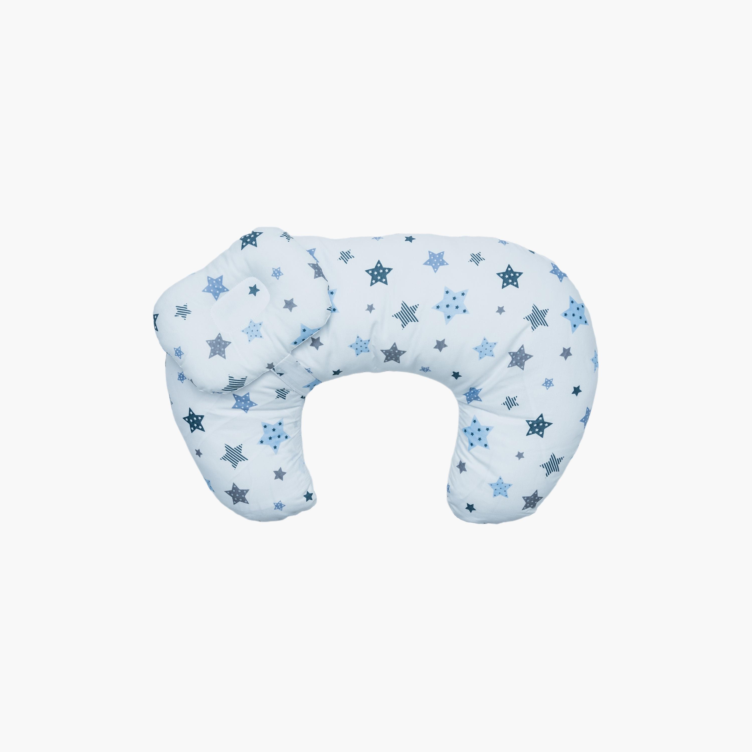 وسادة الرضاعة وقت الاستلقاء علي البطن من نايت آنجل، نجوم، أبيض-baby-nursery-babybedding-image-1