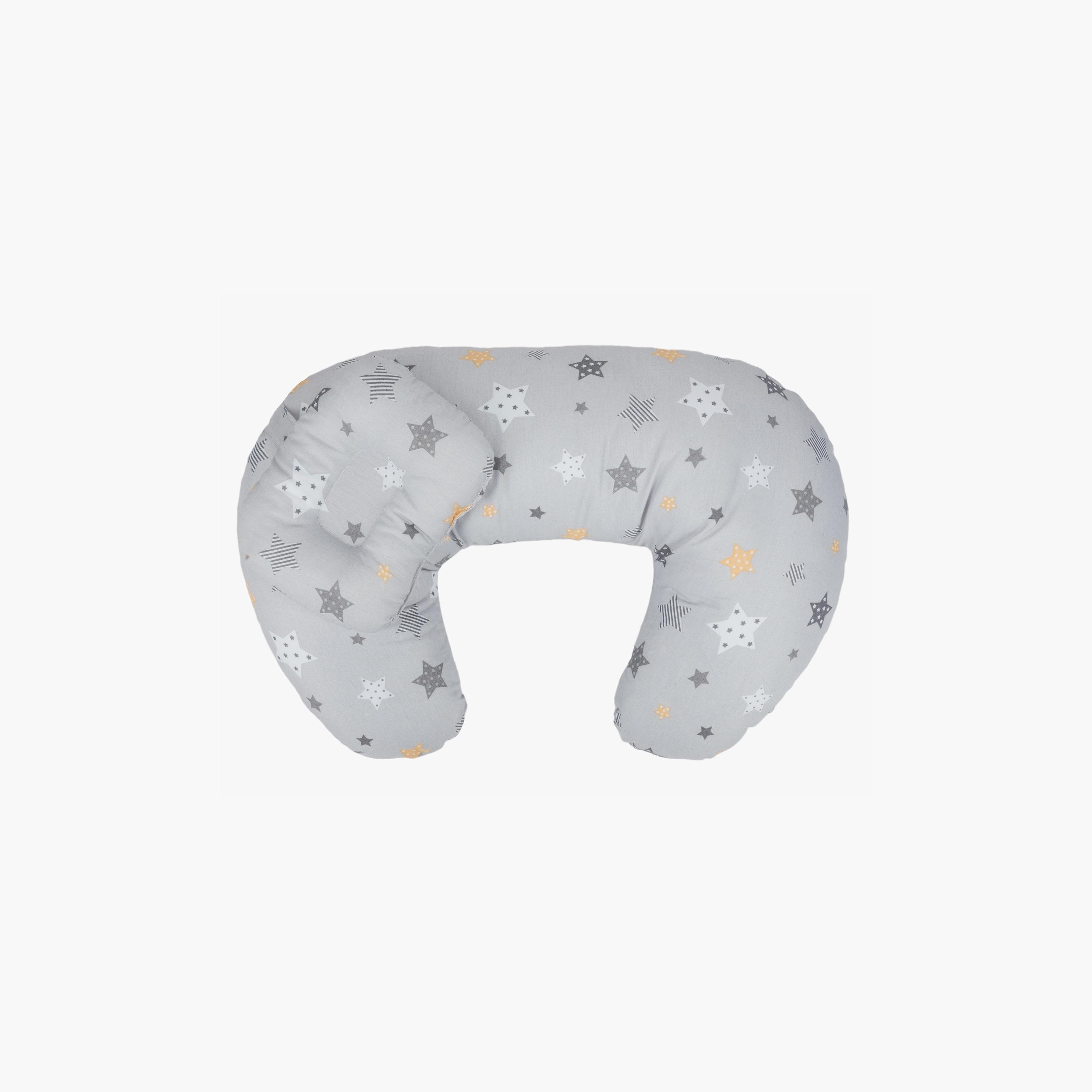 Little Angel Tummy Time Nursing Pillow, Star, Grey-baby-nursery-babybedding-image-1