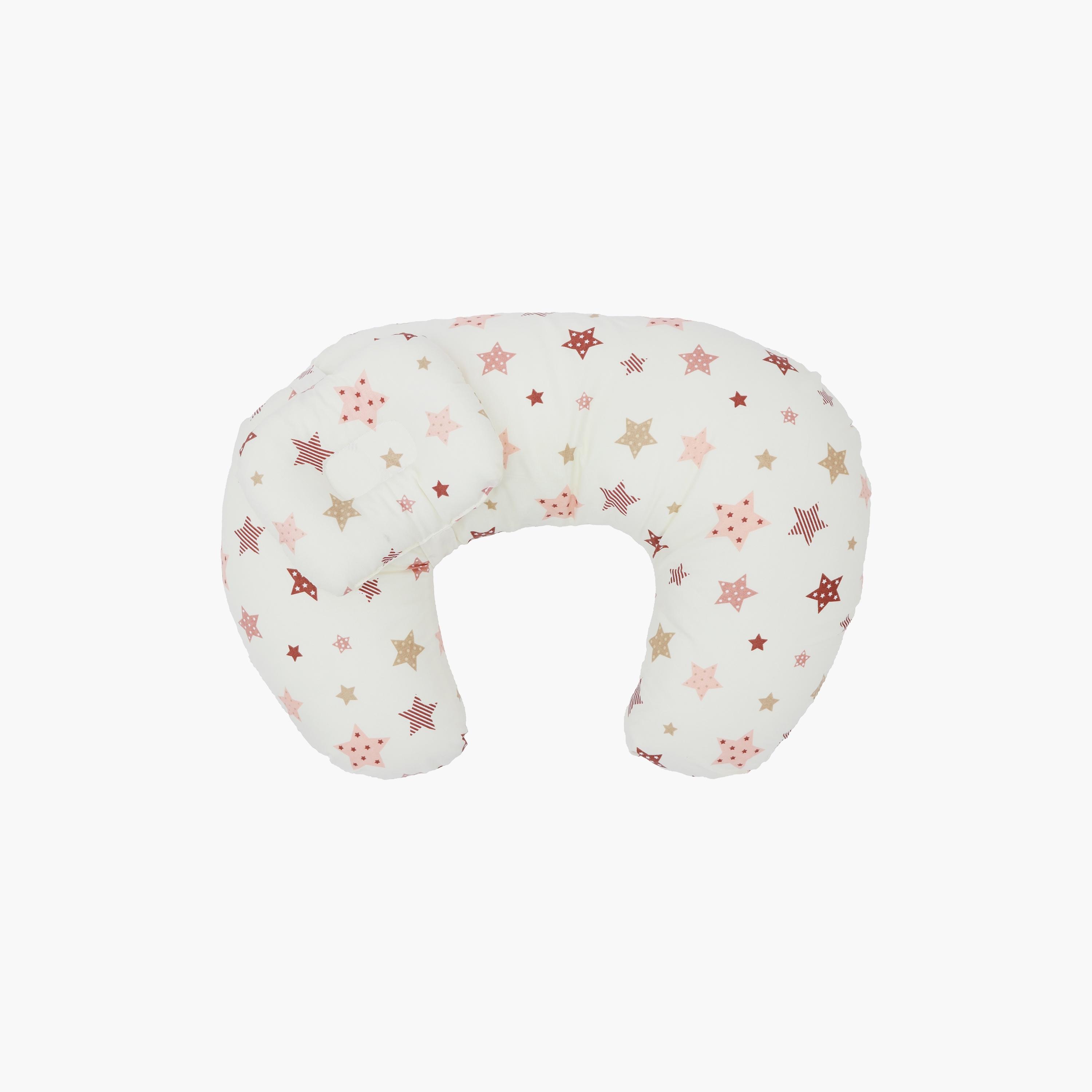 Little Angel Tummy Time Nursing Pillow, Star, Beige-baby-nursery-babybedding-image-1