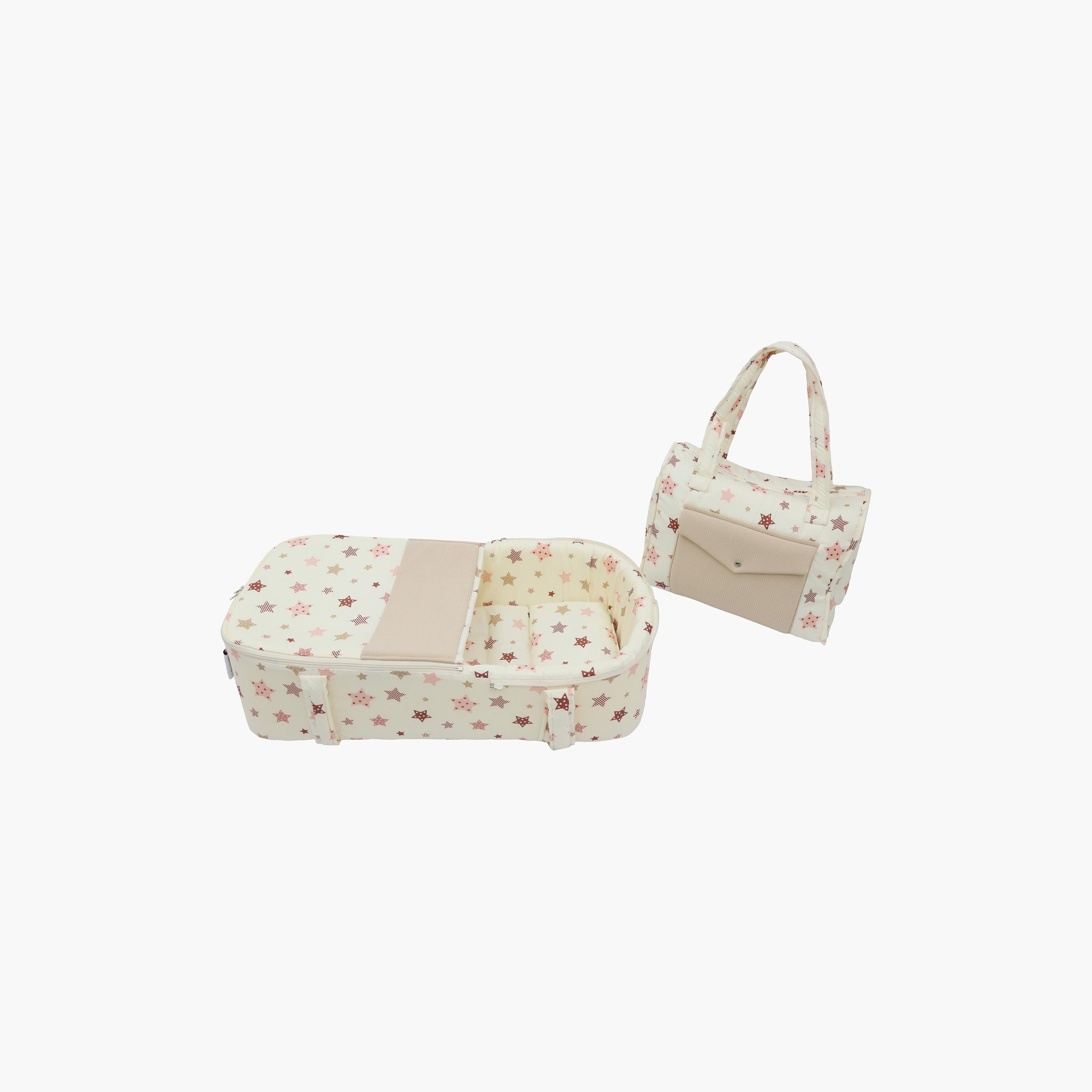 مهد حمل أطفال مع حقيبة حفاضات من نايت آنجل، نجمة، كريمي-baby-nursery-furniture-cribsandbeds-bassinets-image-1