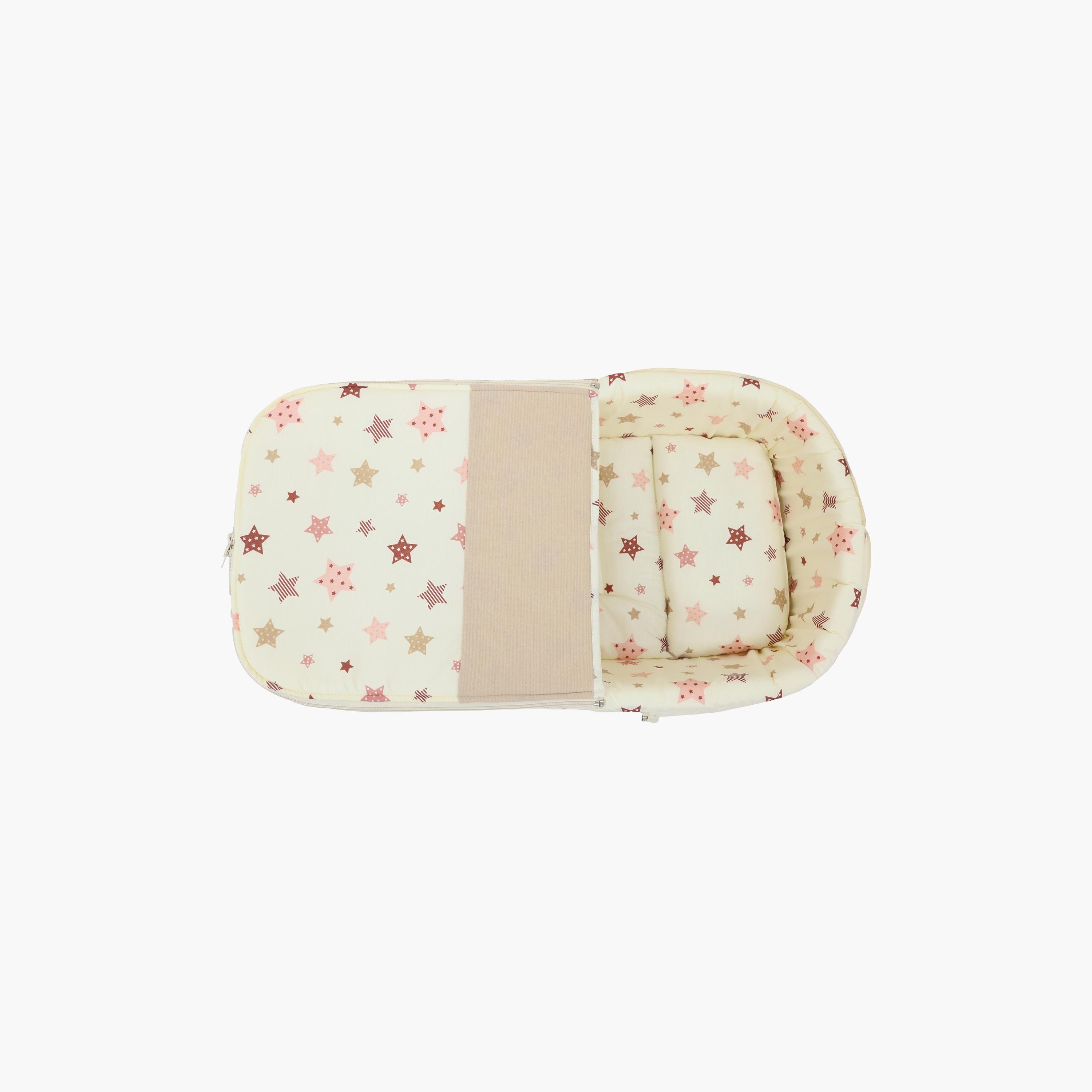 مهد حمل أطفال مع حقيبة حفاضات من نايت آنجل، نجمة، كريمي-baby-nursery-furniture-cribsandbeds-bassinets-image-2