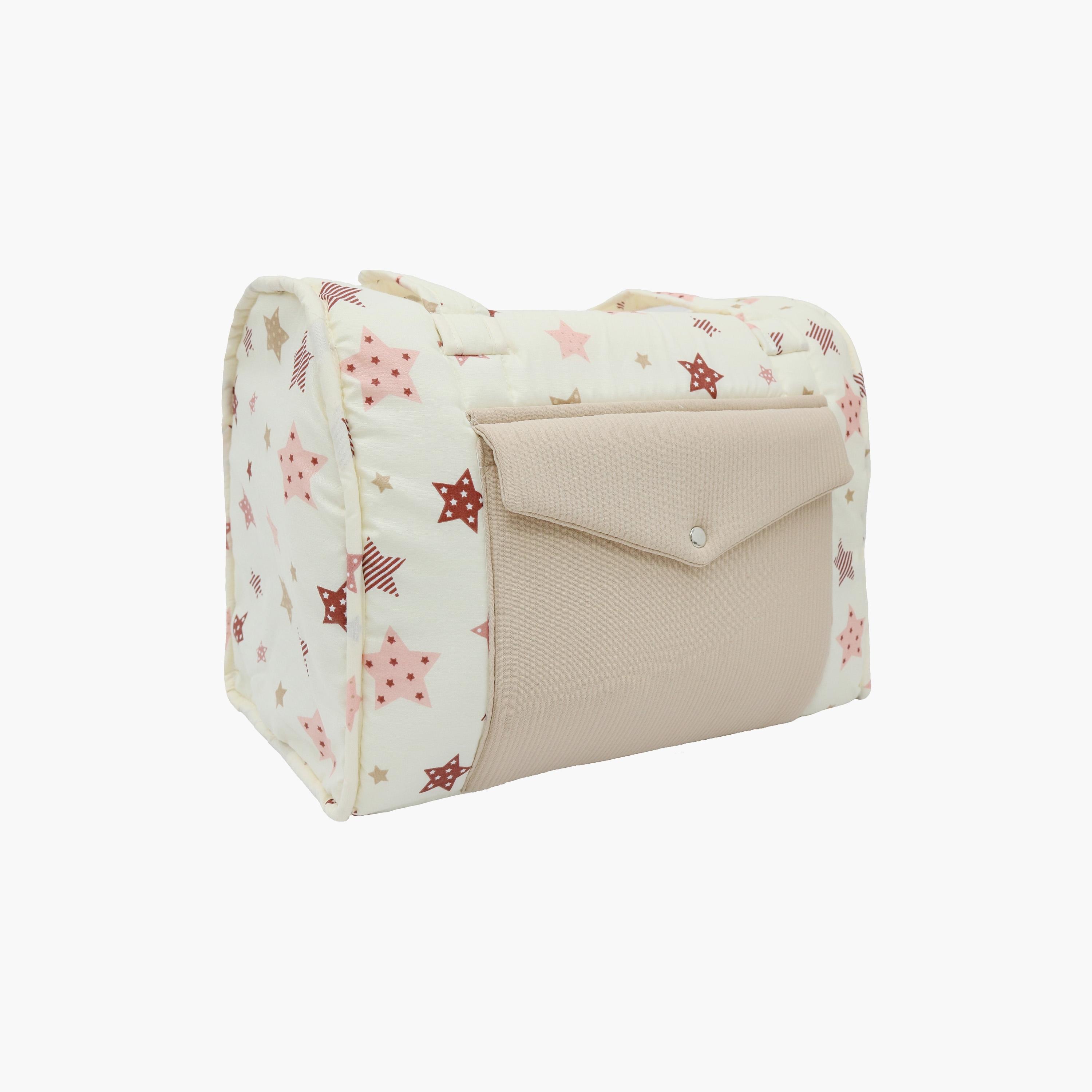 مهد حمل أطفال مع حقيبة حفاضات من نايت آنجل، نجمة، كريمي-baby-nursery-furniture-cribsandbeds-bassinets-image-3