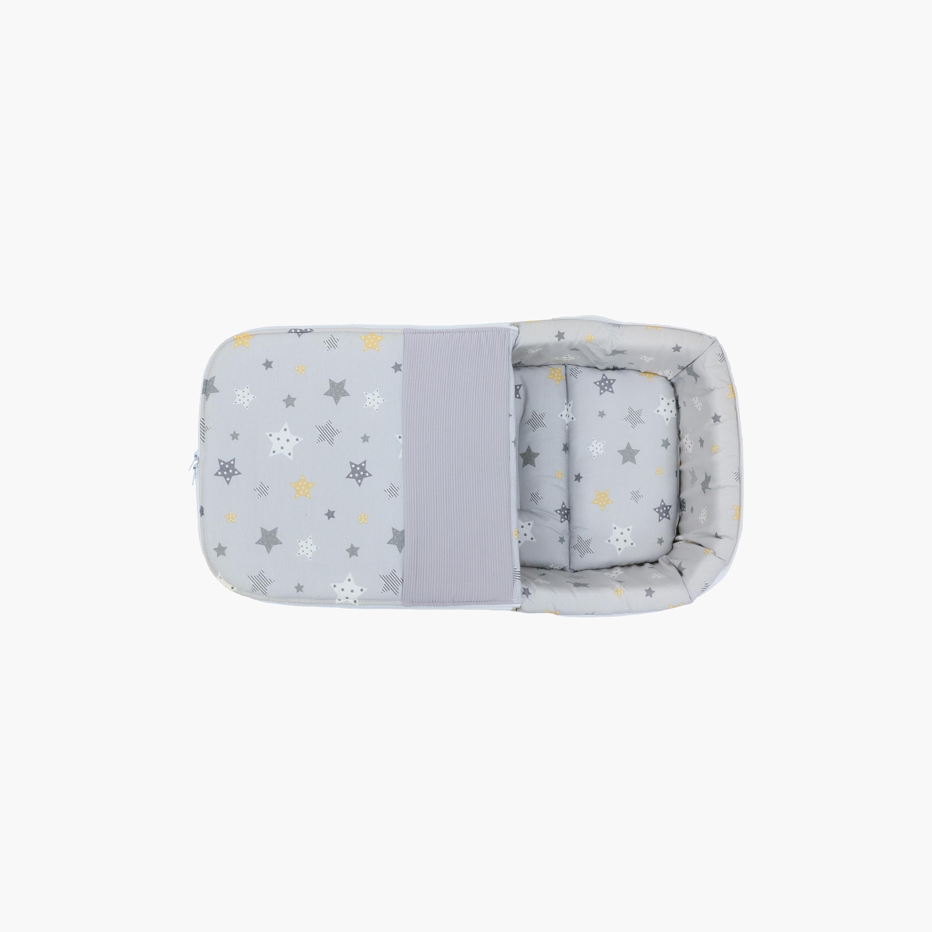 مهد حمل أطفال مع حقيبة حفاضات من نايت آنجل، نجمة، رمادي-baby-nursery-furniture-cribsandbeds-bassinets-image-2