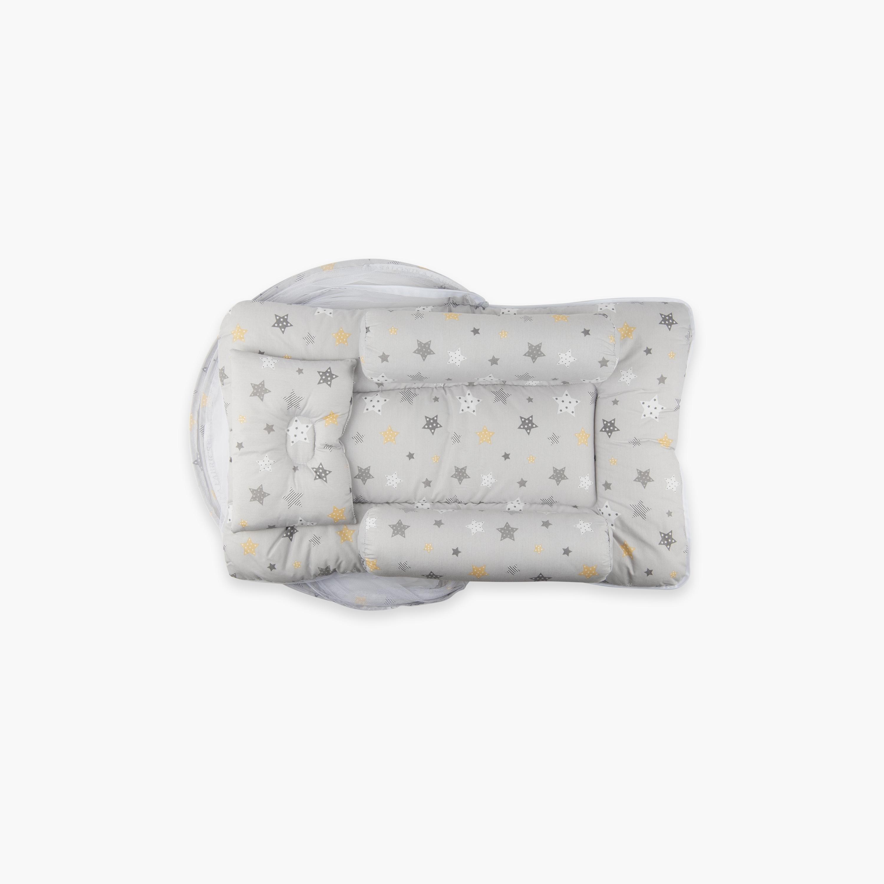 سرير أطفال مع مسند ووسادة مريحة من ليتل آنجل، نجوم-baby-nursery-babybedding-image-1