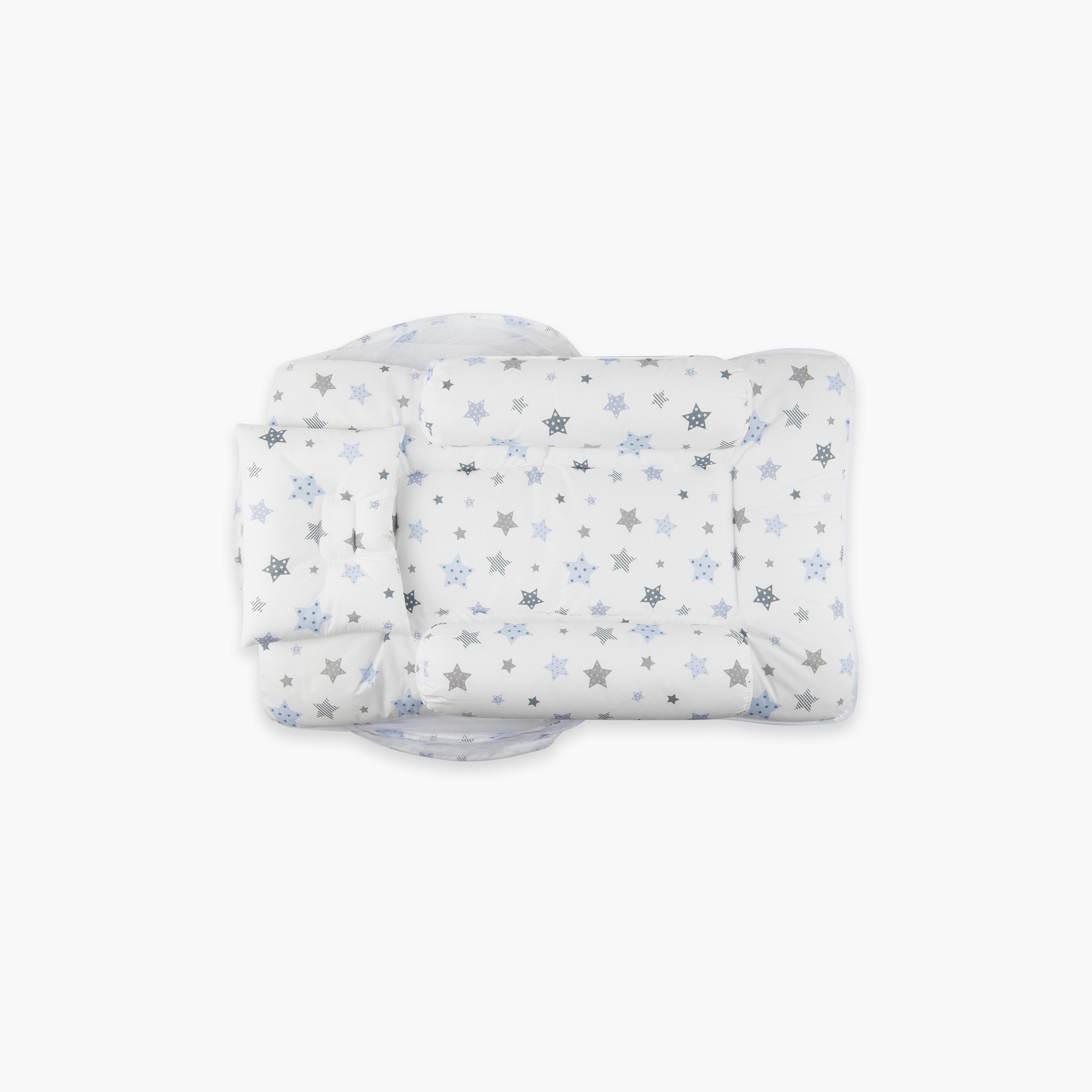 سرير أطفال مع مسند ووسادة مريحة من ليتل آنجل، نجوم-baby-nursery-babybedding-image-1