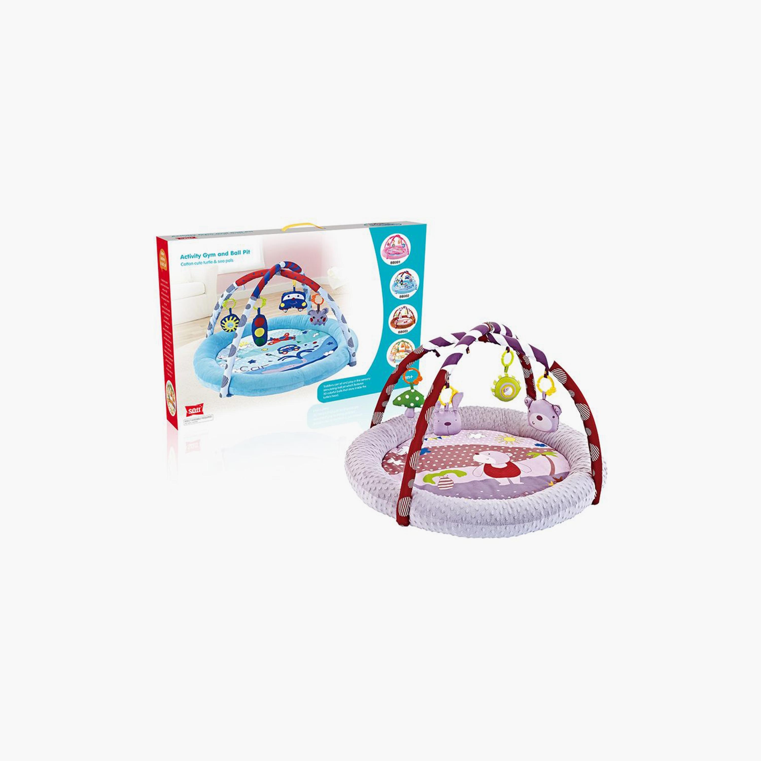 Little Angel Activity Gym Round Playmat with Hanging Rattle Toys, Bear, Grey-baby-infantactivity-playgyms-image-4