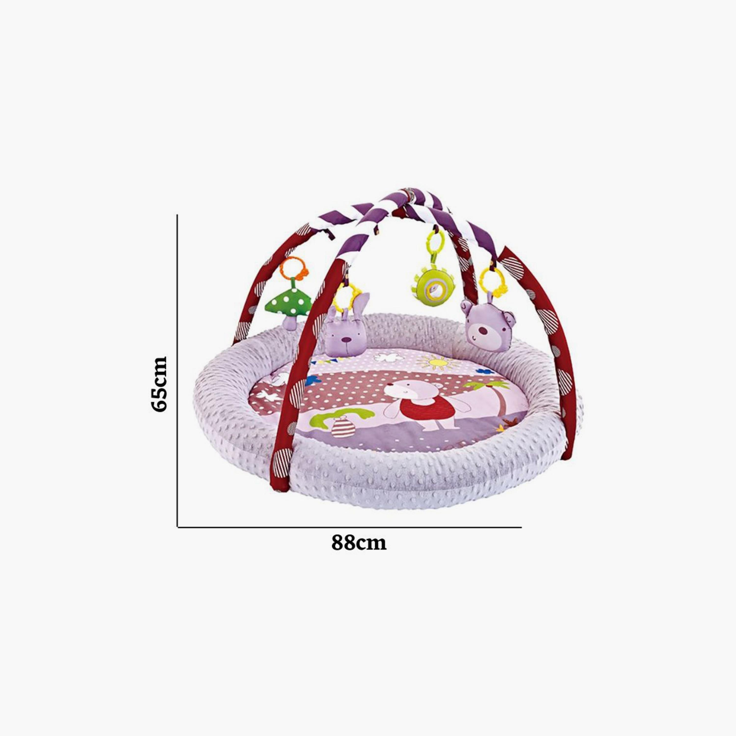 Little Angel Activity Gym Round Playmat with Hanging Rattle Toys, Bear, Grey-baby-infantactivity-playgyms-image-5
