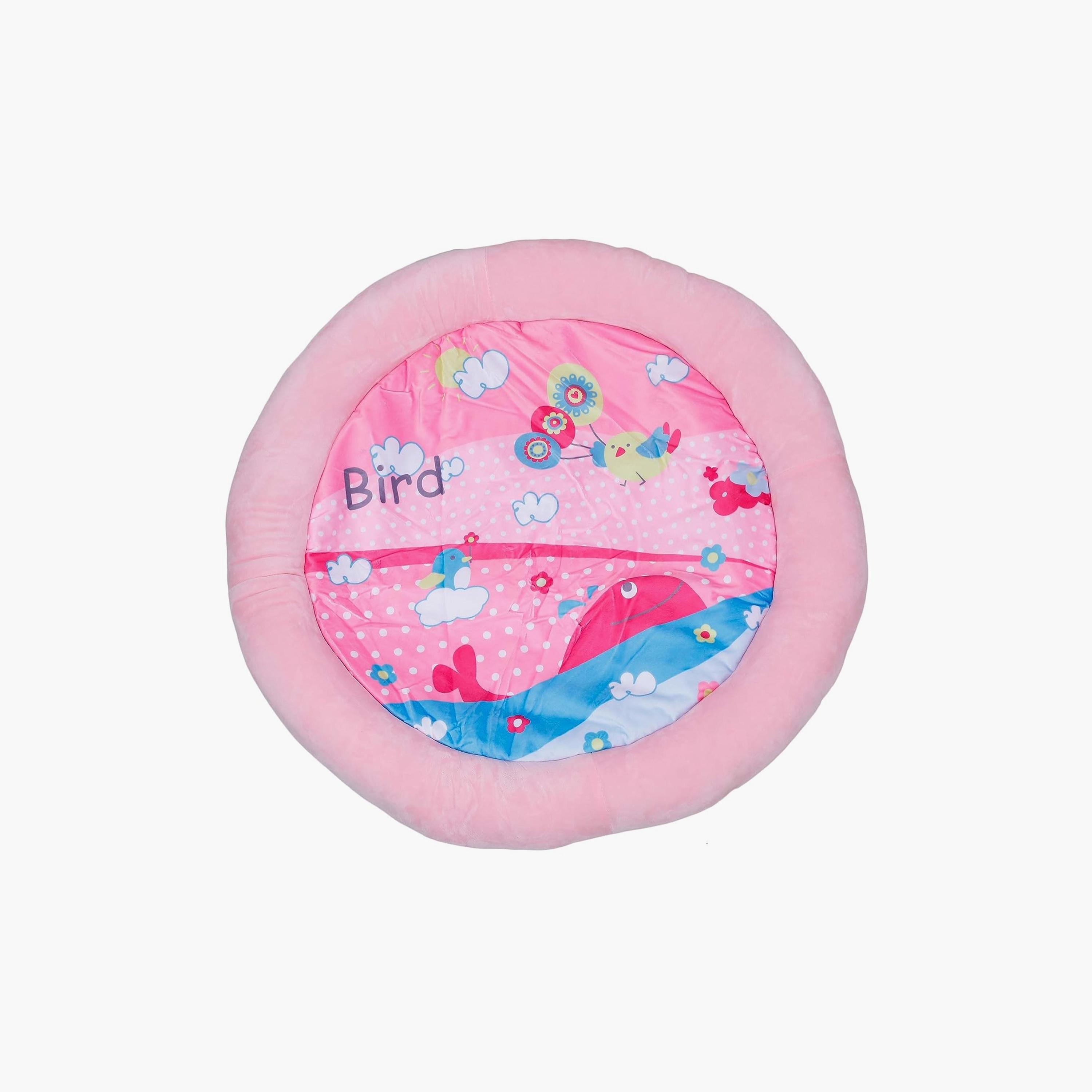 Little Angel Activity Gym Round Playmat with Hanging Rattle Toys, Bird, Pink-baby-infantactivity-playgyms-image-4
