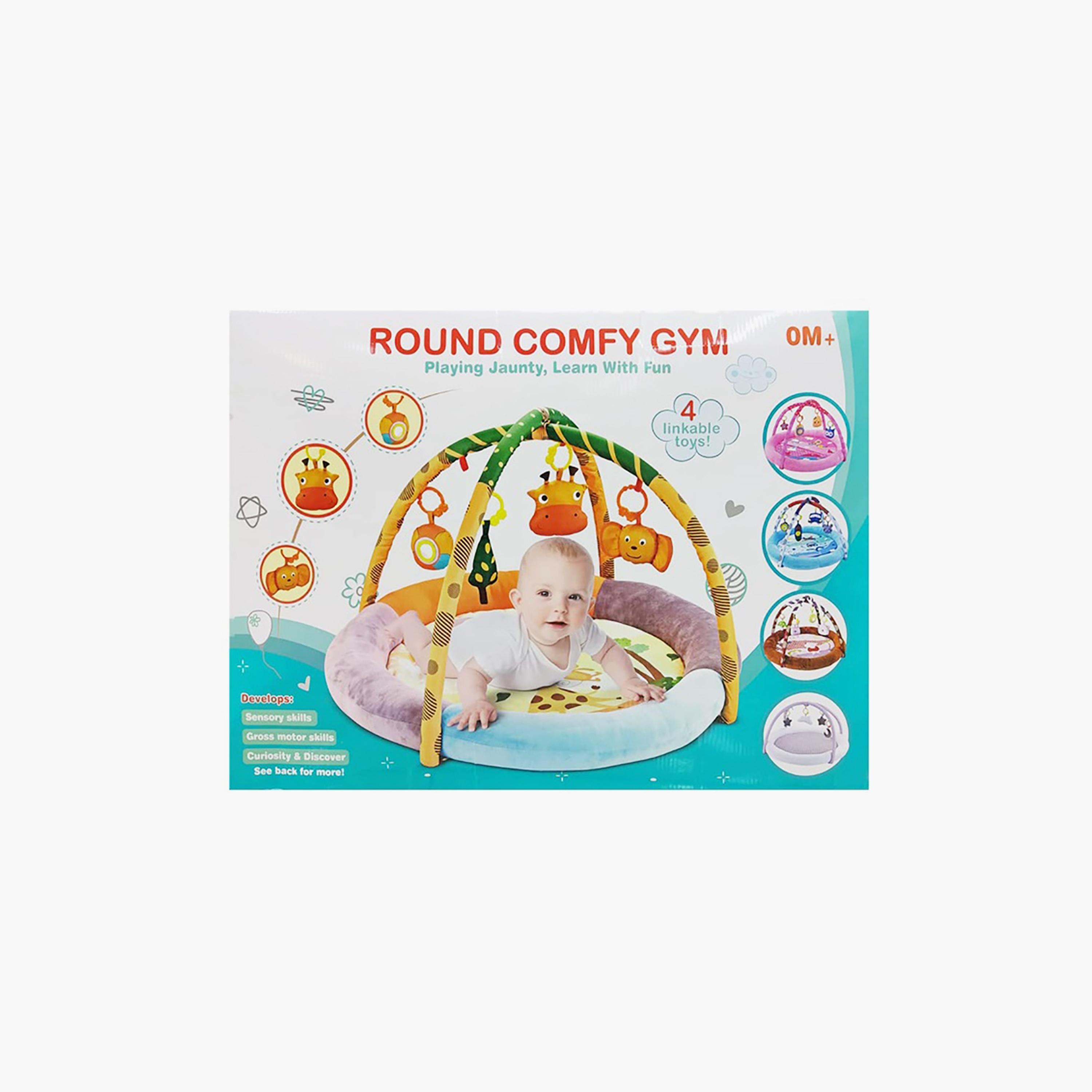 Little Angel Activity Gym Round Playmat with Hanging Rattle Toys, Car, Blue-baby-infantactivity-playgyms-image-5