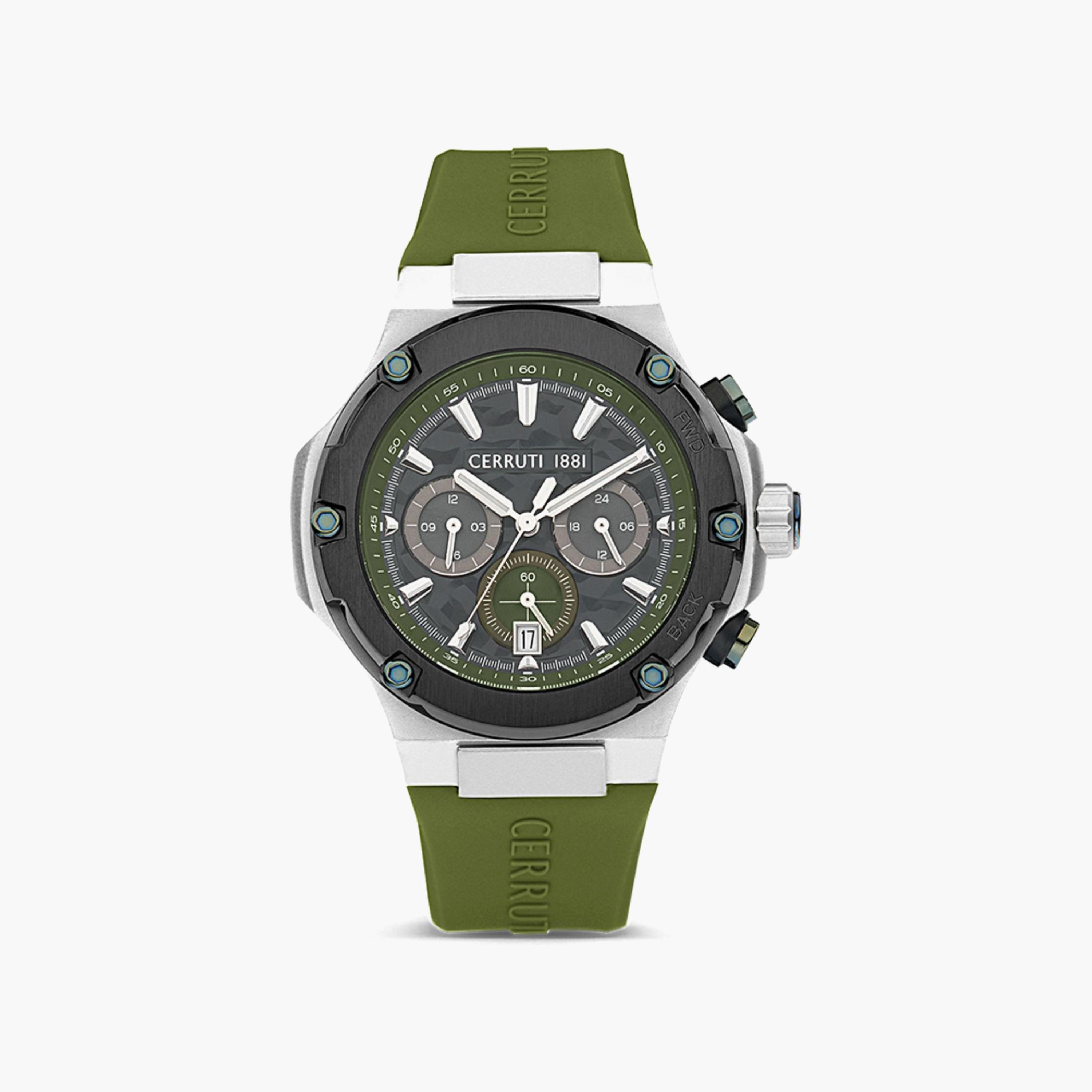 Cerruti 1881 Men's Green Chronograph Silicone Strap Watch | CIWGQ2224301-men-watchesandjewellery-watches-image-1