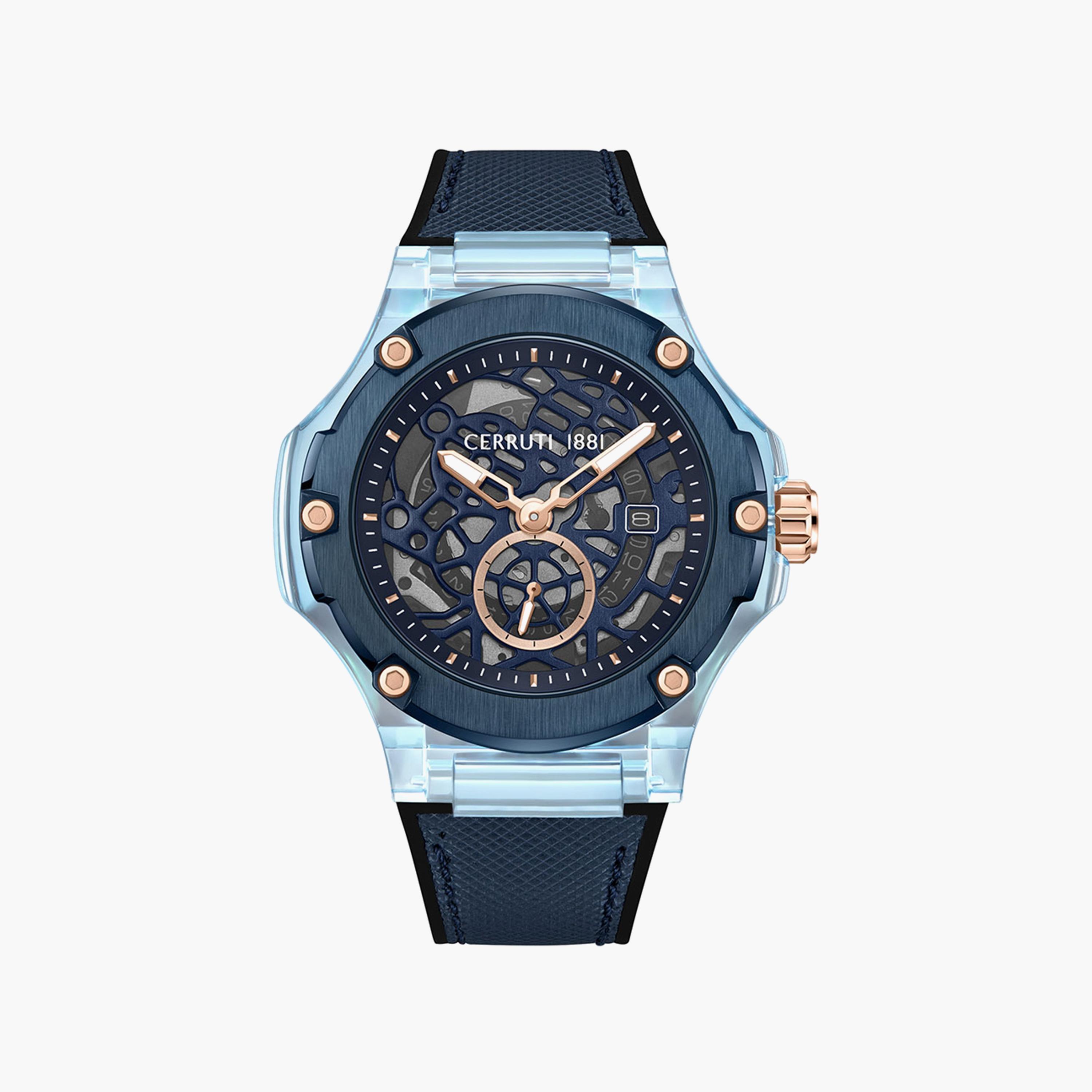 Cerruti 1881 Men's Navy Analog Nylon and Leather Strap Watch | CIWGN0022904-men-watchesandjewellery-watches-image-1