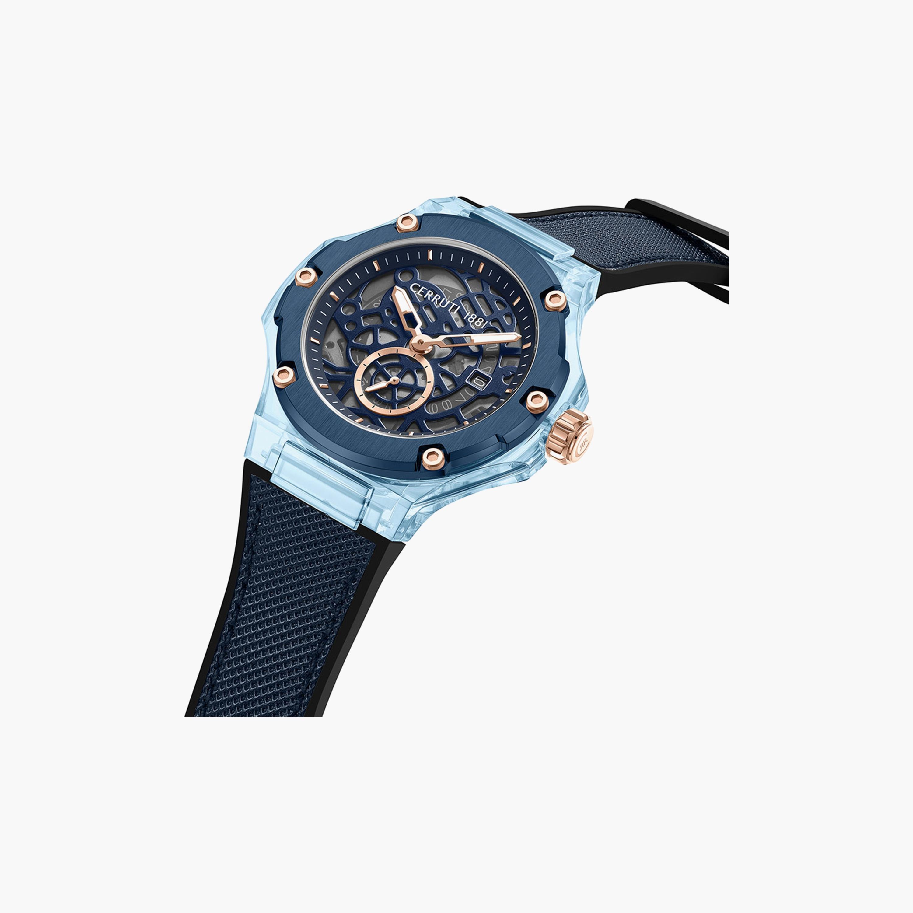 Cerruti 1881 Men's Navy Analog Nylon and Leather Strap Watch | CIWGN0022904-men-watchesandjewellery-watches-image-2