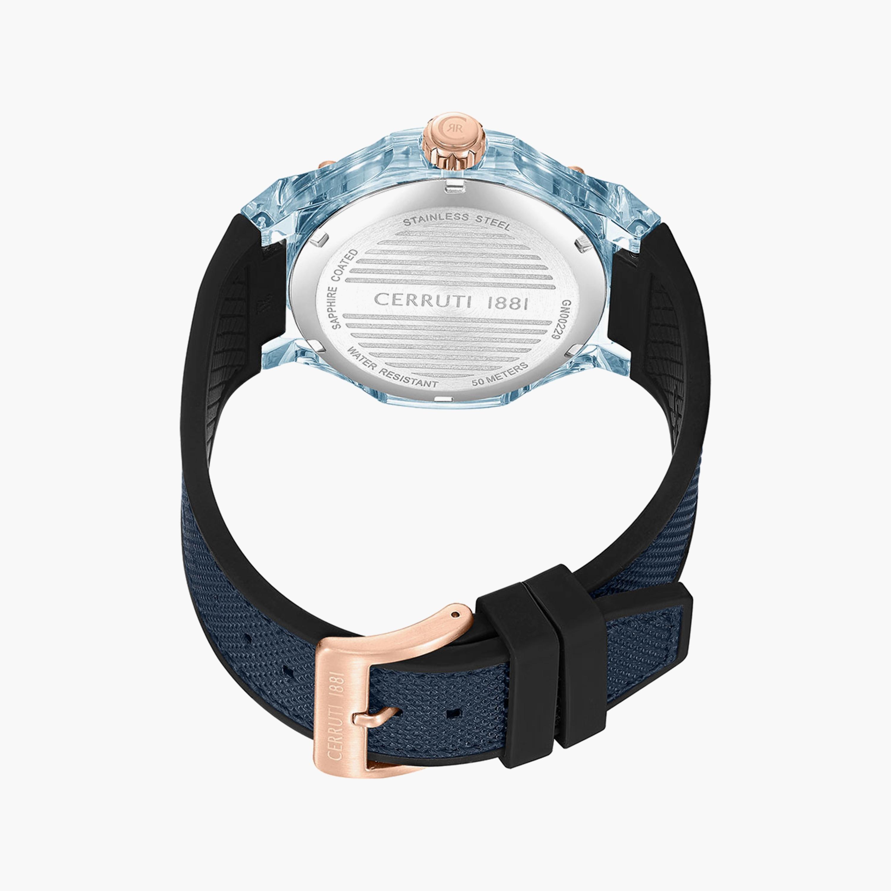 Cerruti 1881 Men's Navy Analog Nylon and Leather Strap Watch | CIWGN0022904-men-watchesandjewellery-watches-image-3
