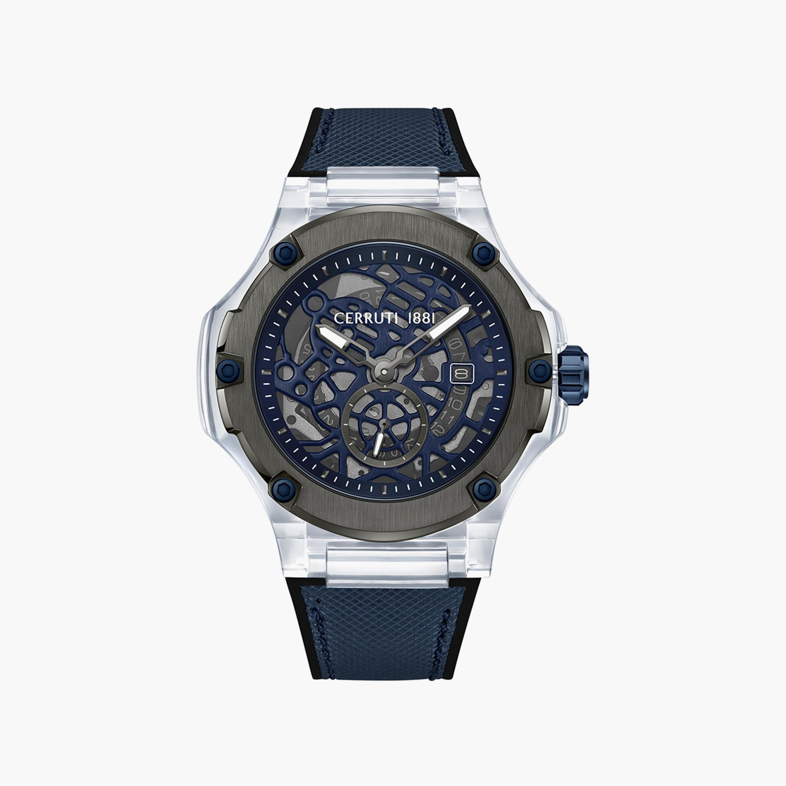 Cerruti 1881 Men's Navy Analog Nylon and Leather Strap Watch | CIWGN0022902-men-watchesandjewellery-watches-image-1