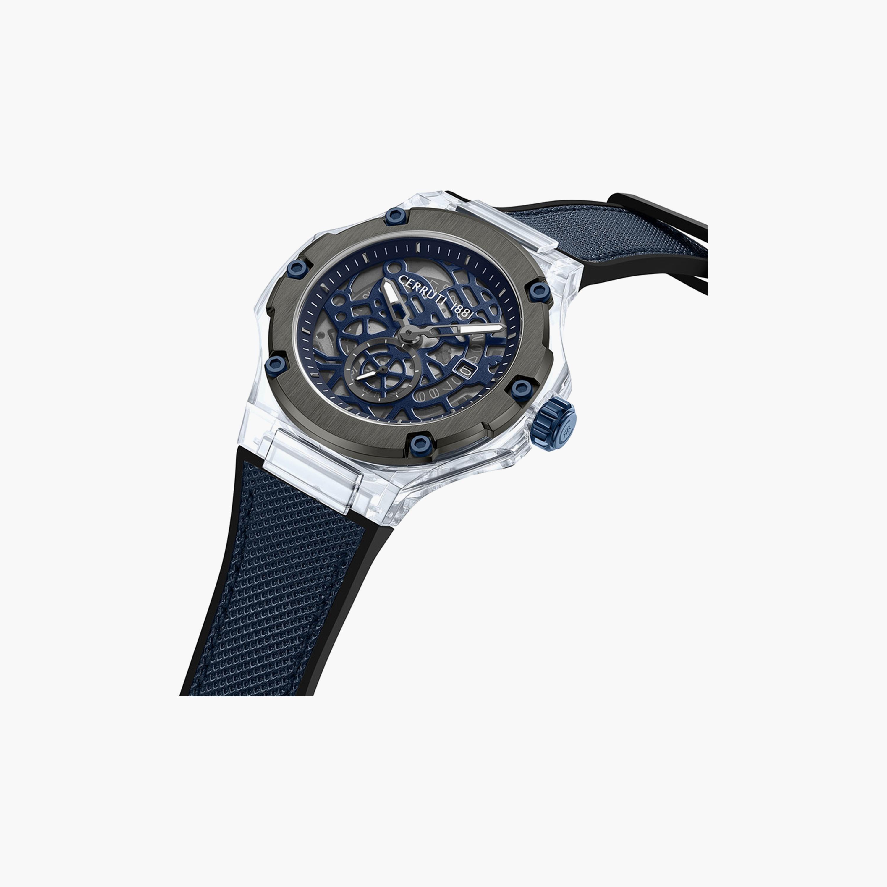 Cerruti 1881 Men's Navy Analog Nylon and Leather Strap Watch | CIWGN0022902-men-watchesandjewellery-watches-image-2