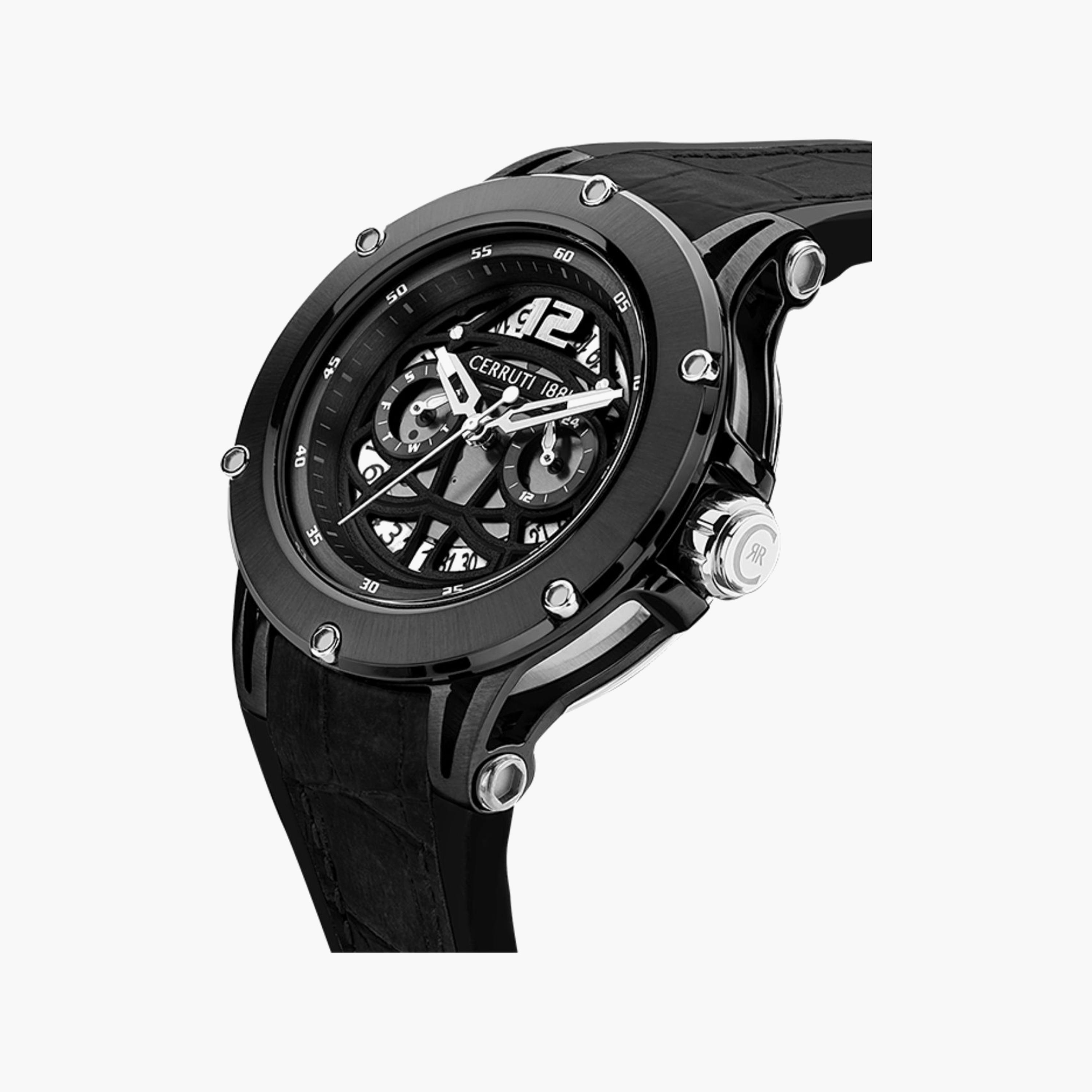 Cerruti 1881 Men's Black Analog Leather Strap Watch | CIWGQ2224803-men-watchesandjewellery-watches-image-2
