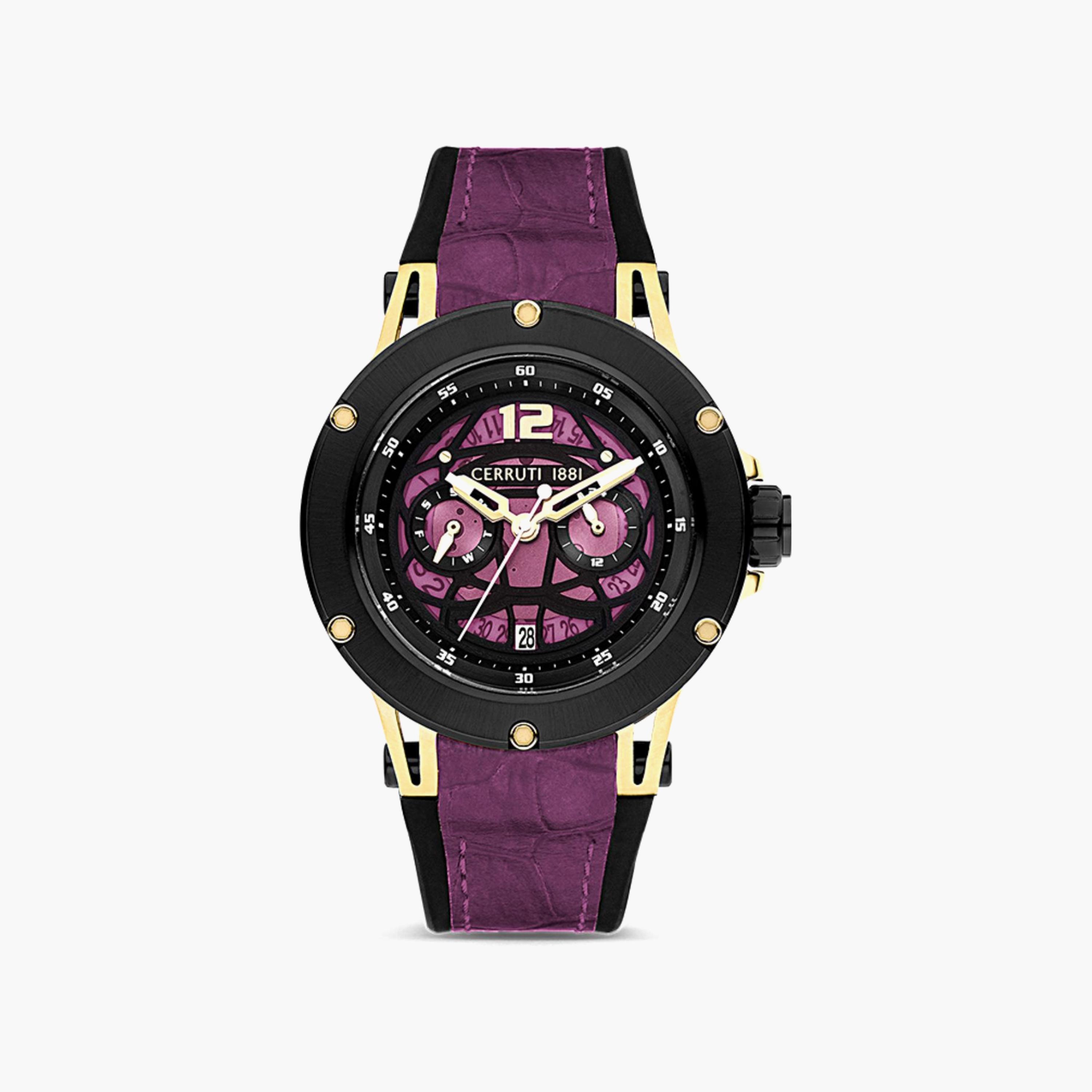 Cerruti 1881 Men's Purple Analog Leather Strap Watch | CIWGQ2224804-men-watchesandjewellery-watches-image-1