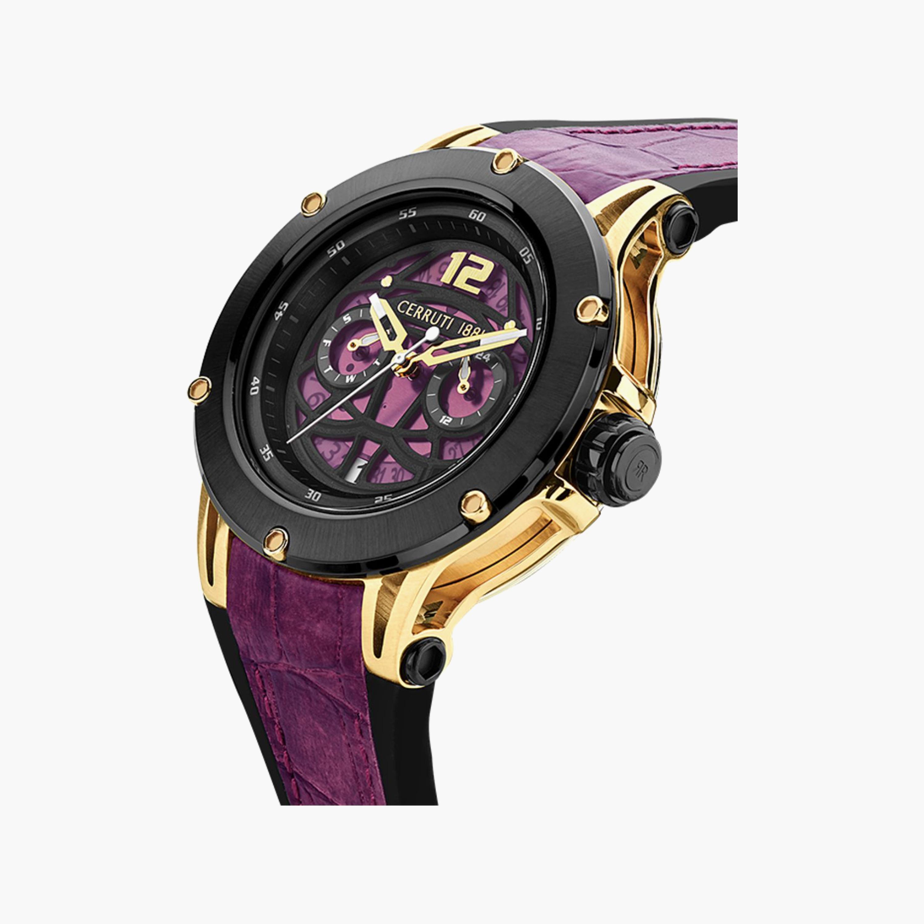 Cerruti 1881 Men's Purple Analog Leather Strap Watch | CIWGQ2224804-men-watchesandjewellery-watches-image-2