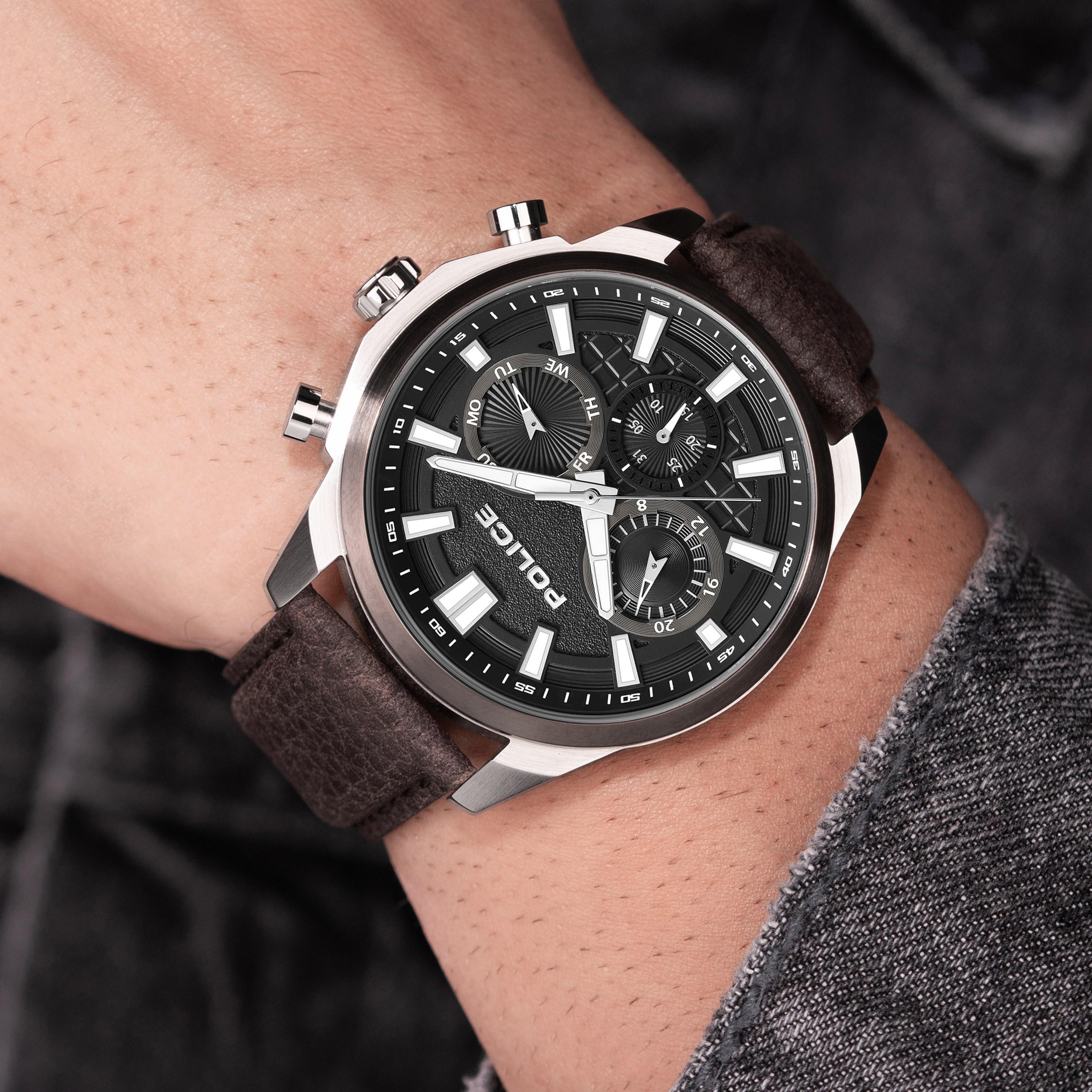 ساعة بوليس للرجال ذات كرونوغراف بسوار من الجلد الطبيعي باللون البني | PEWJF0021040-men-watchesandjewellery-watches-image-4