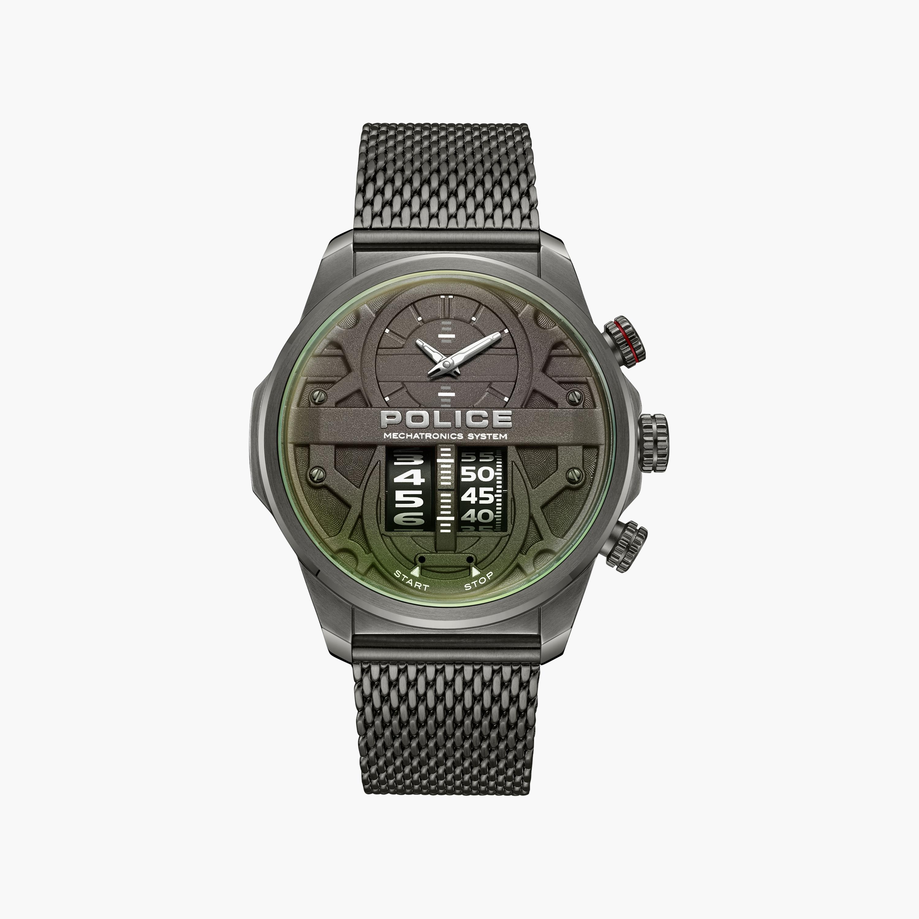 ساعة أنالوج الرمادية الرقمية بسوار ستانلس ستيل من بوليس للرجال | PEWJG0006503-men-watchesandjewellery-watches-image-1
