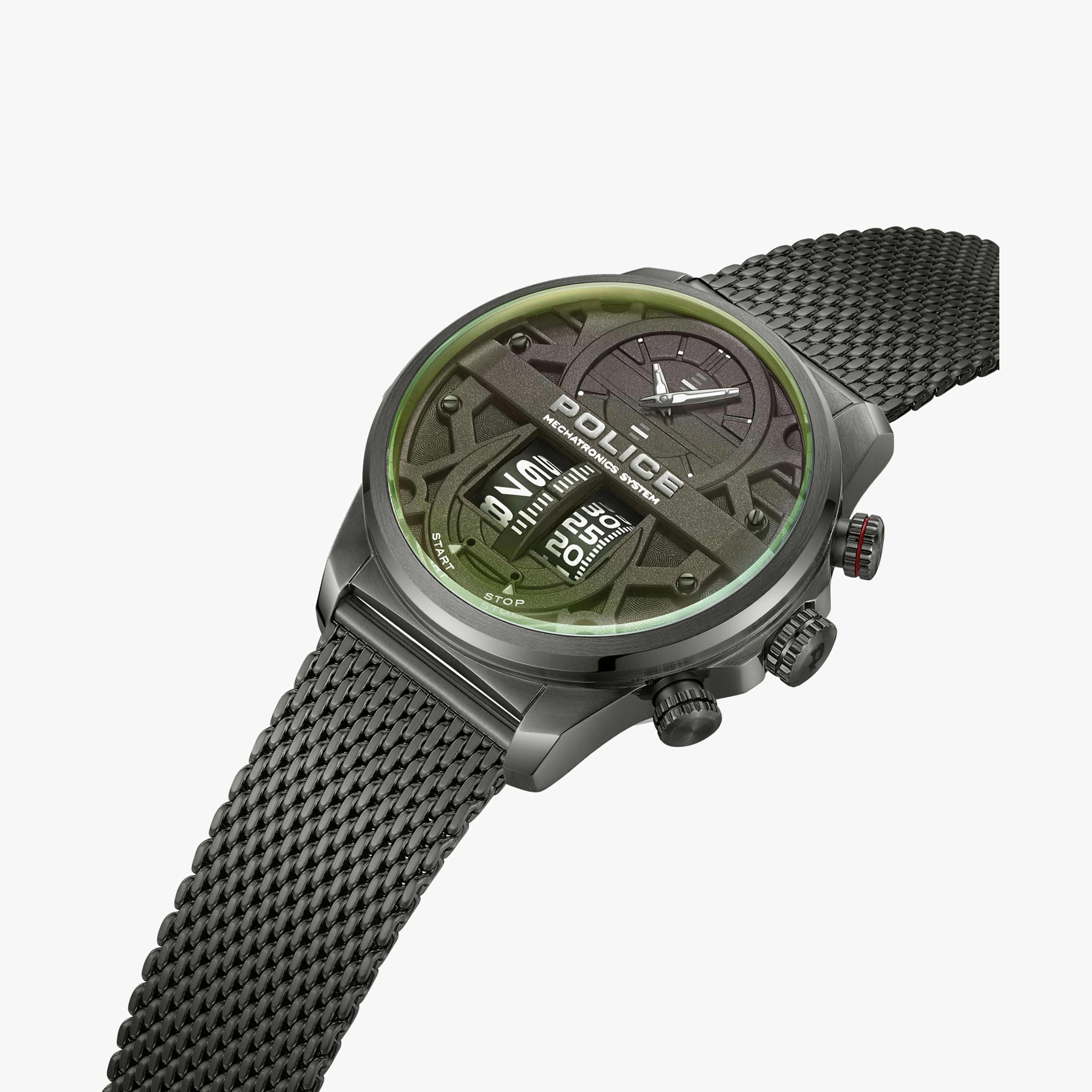 ساعة أنالوج الرمادية الرقمية بسوار ستانلس ستيل من بوليس للرجال | PEWJG0006503-men-watchesandjewellery-watches-image-2