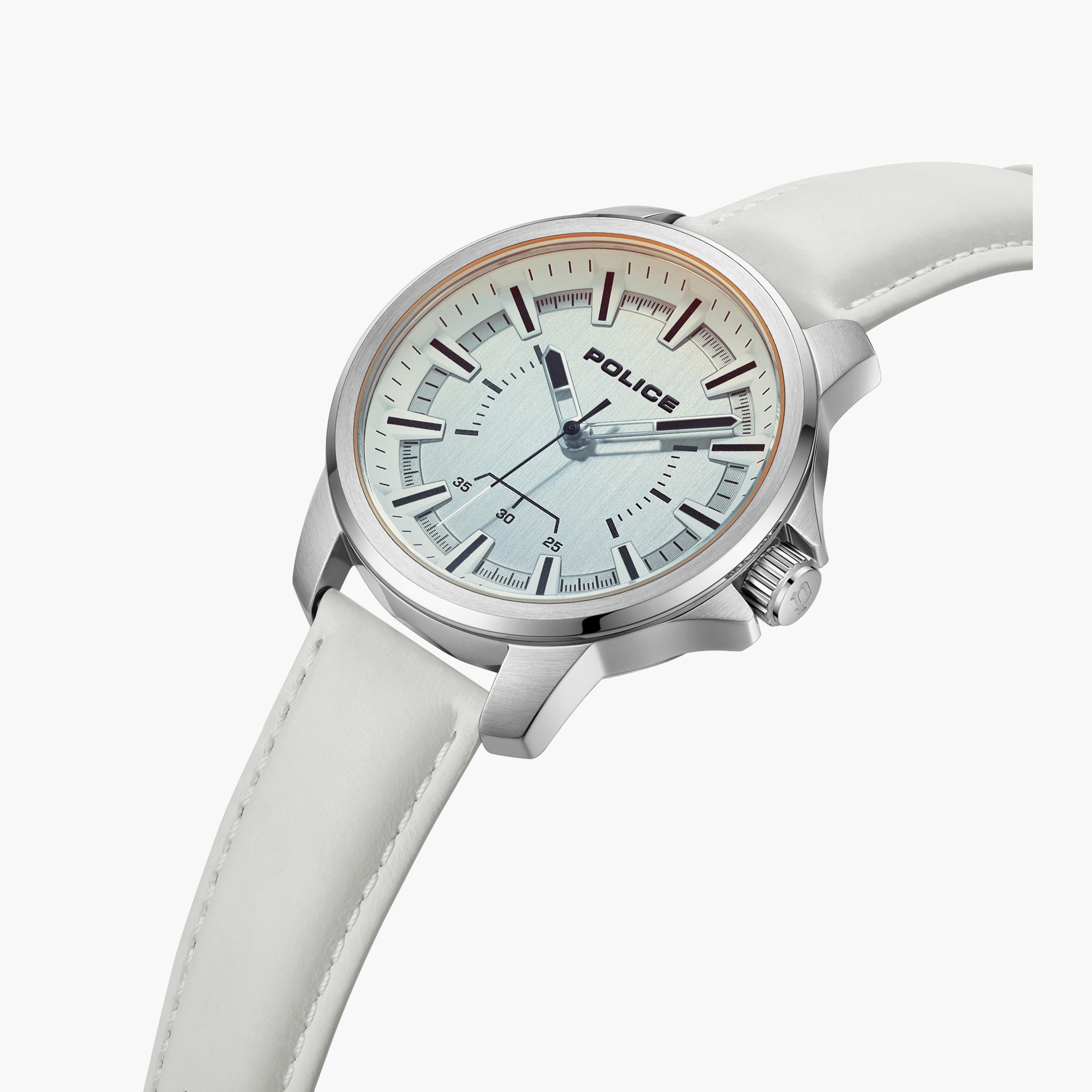 ساعة بوليس للرجال ذات أنالوج بسوار من الجلد الطبيعي باللون الرمادي | PEWJA0004803-men-watchesandjewellery-watches-image-2
