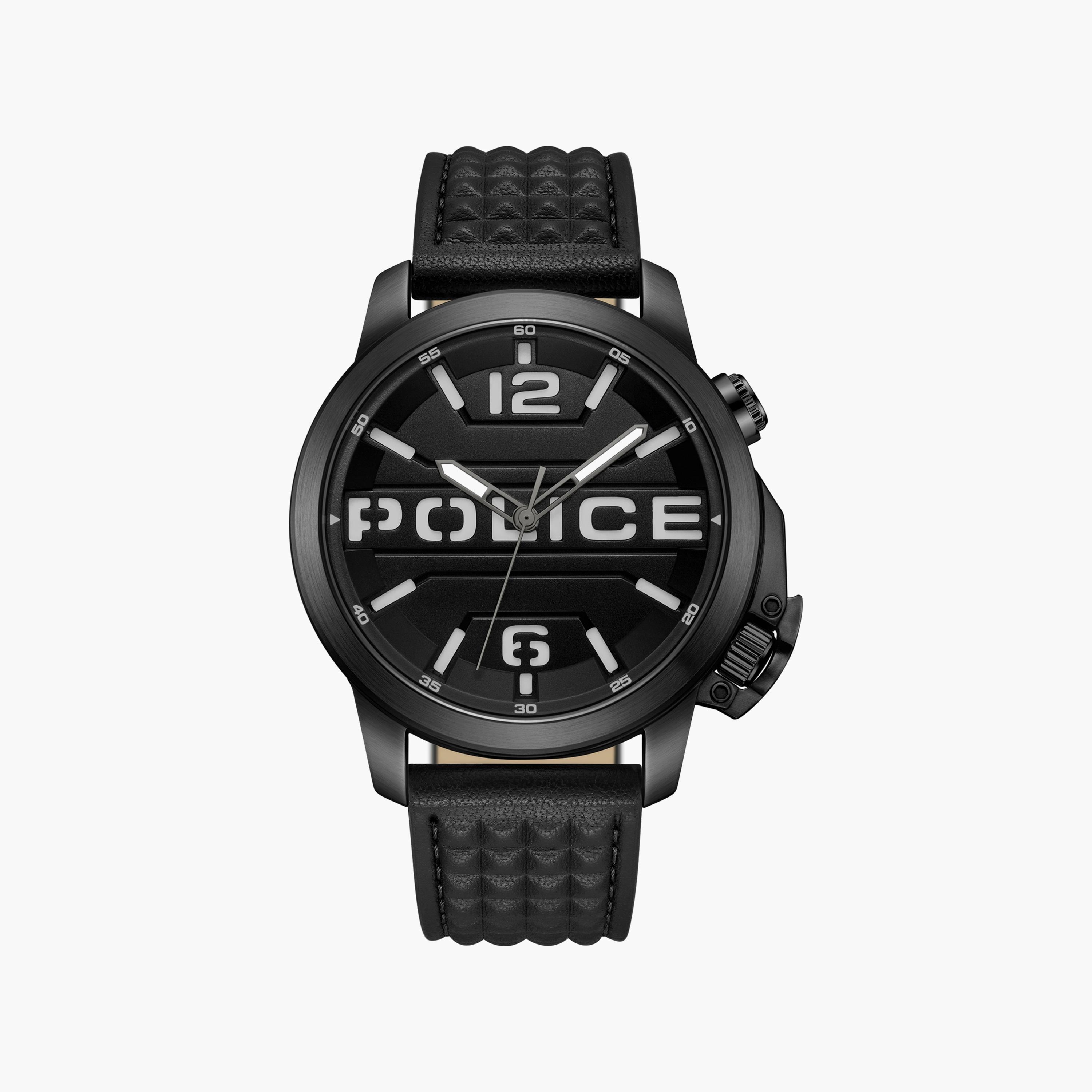Police Men's Black Analog Leather Strap Watch | PEWJD0021701 | 44 MM-men-watchesandjewellery-watches-image-1