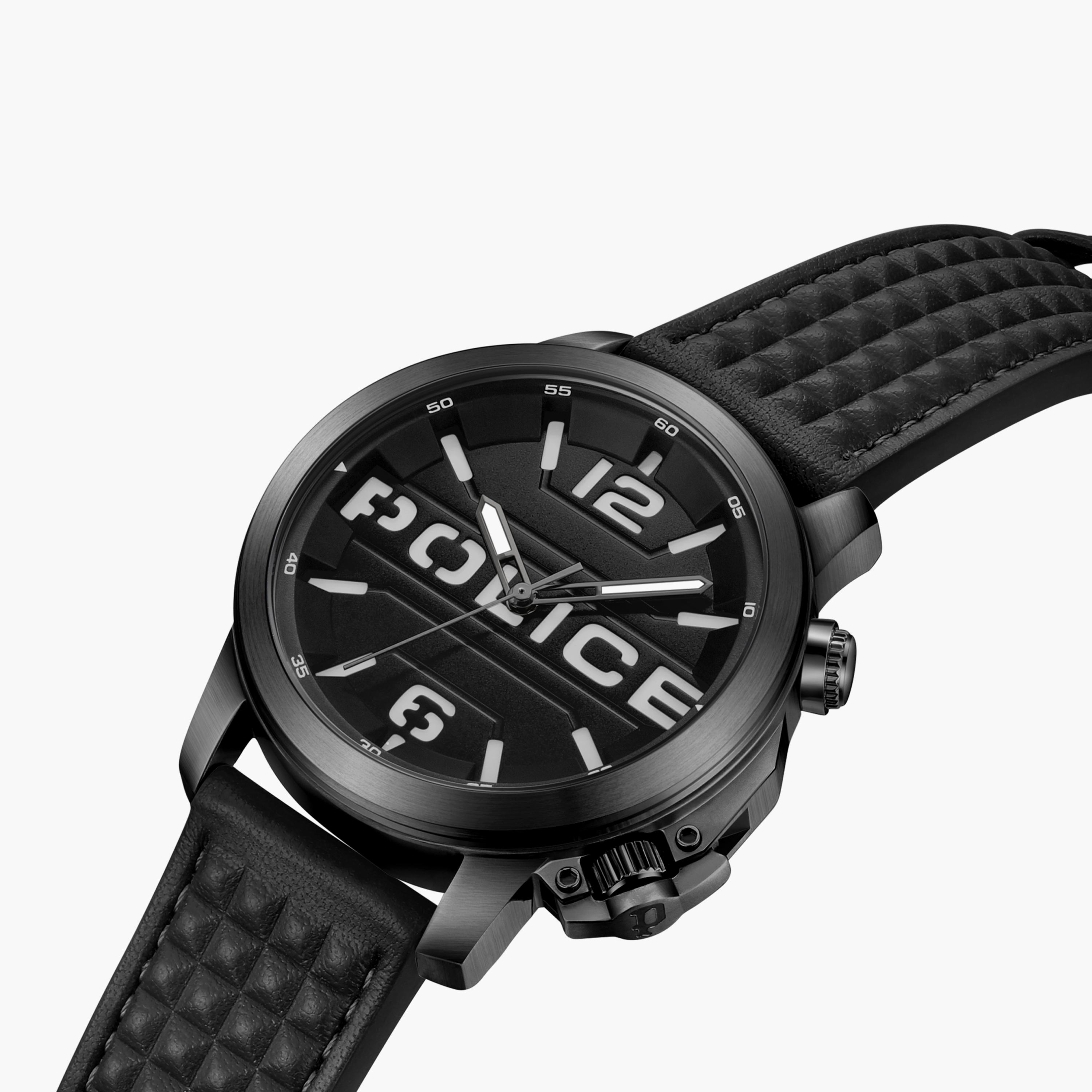 Police Men's Black Analog Leather Strap Watch | PEWJD0021701 | 44 MM-men-watchesandjewellery-watches-image-2