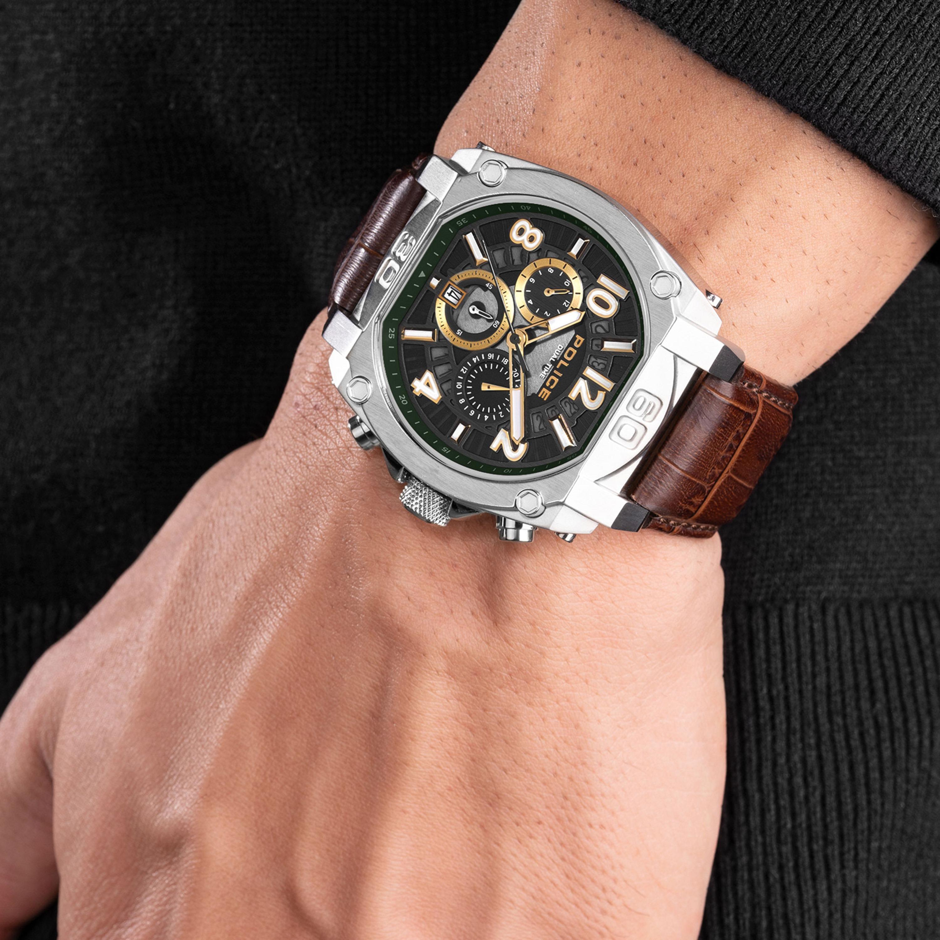 Police Men's Brown Chronograph Leather Strap Watch | PEWJF0021902-men-watchesandjewellery-watches-image-4