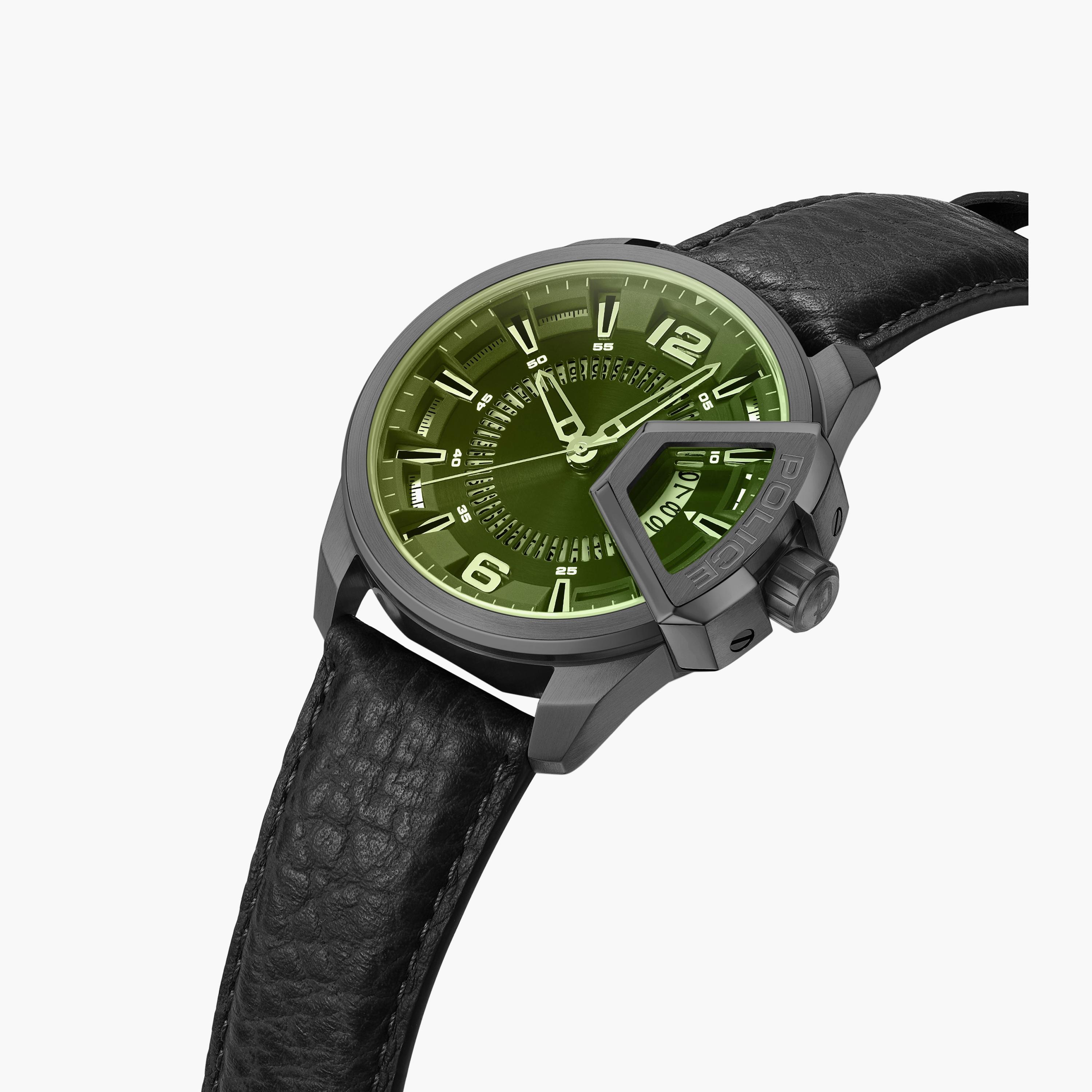 ساعة بوليس للرجال ذات انالوج بسوار من الجلد الطبيعي باللون الاسود | PEWJB0005603-men-watchesandjewellery-watches-image-2