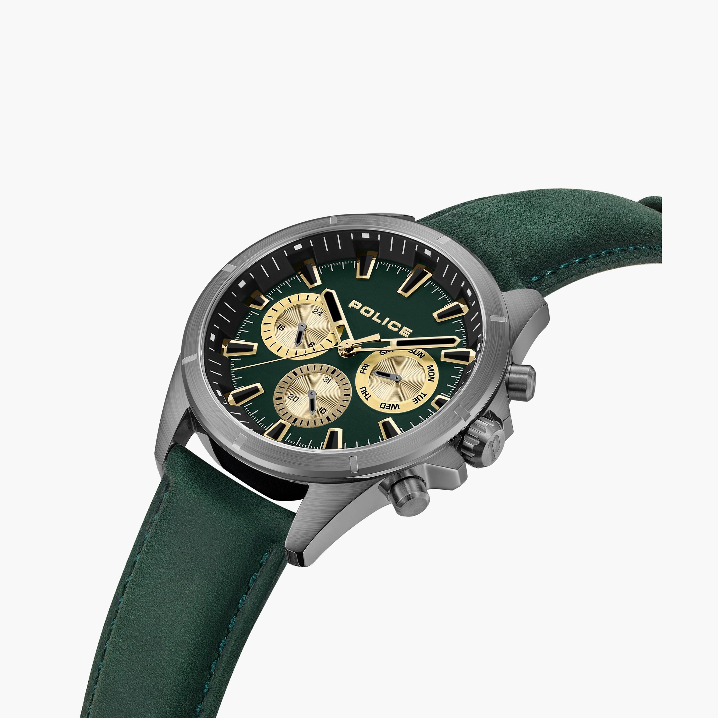 ساعة بوليس للرجال ذات كرونوغراف بسوار من الجلد الطبيعي باللون الاخضر | PEWJF0005801-men-watchesandjewellery-watches-image-2