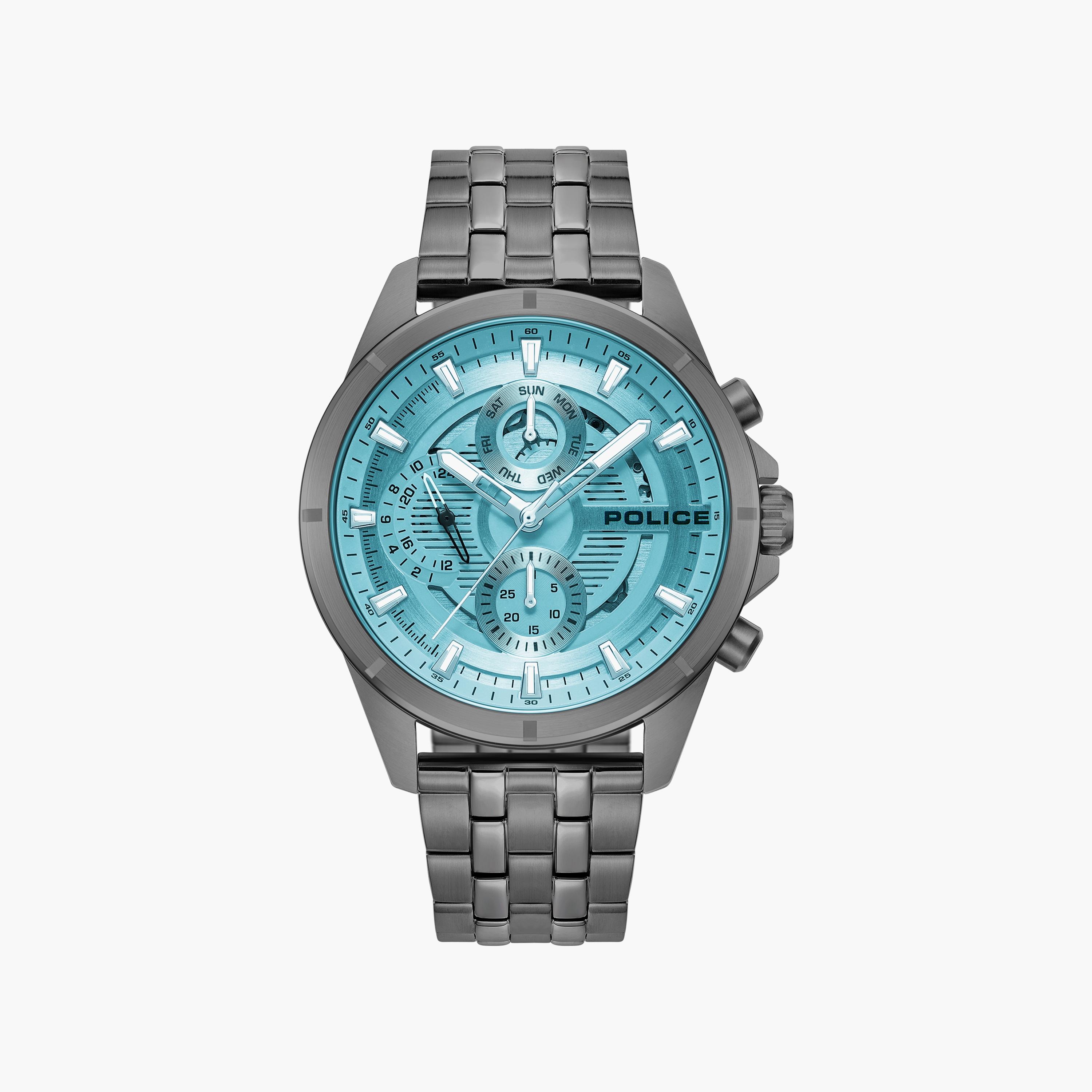 ساعة كرونوغراف رمادية بسوار ستانلس ستيل للرجال من بوليس | PEWJK0004606-men-watchesandjewellery-watches-image-1