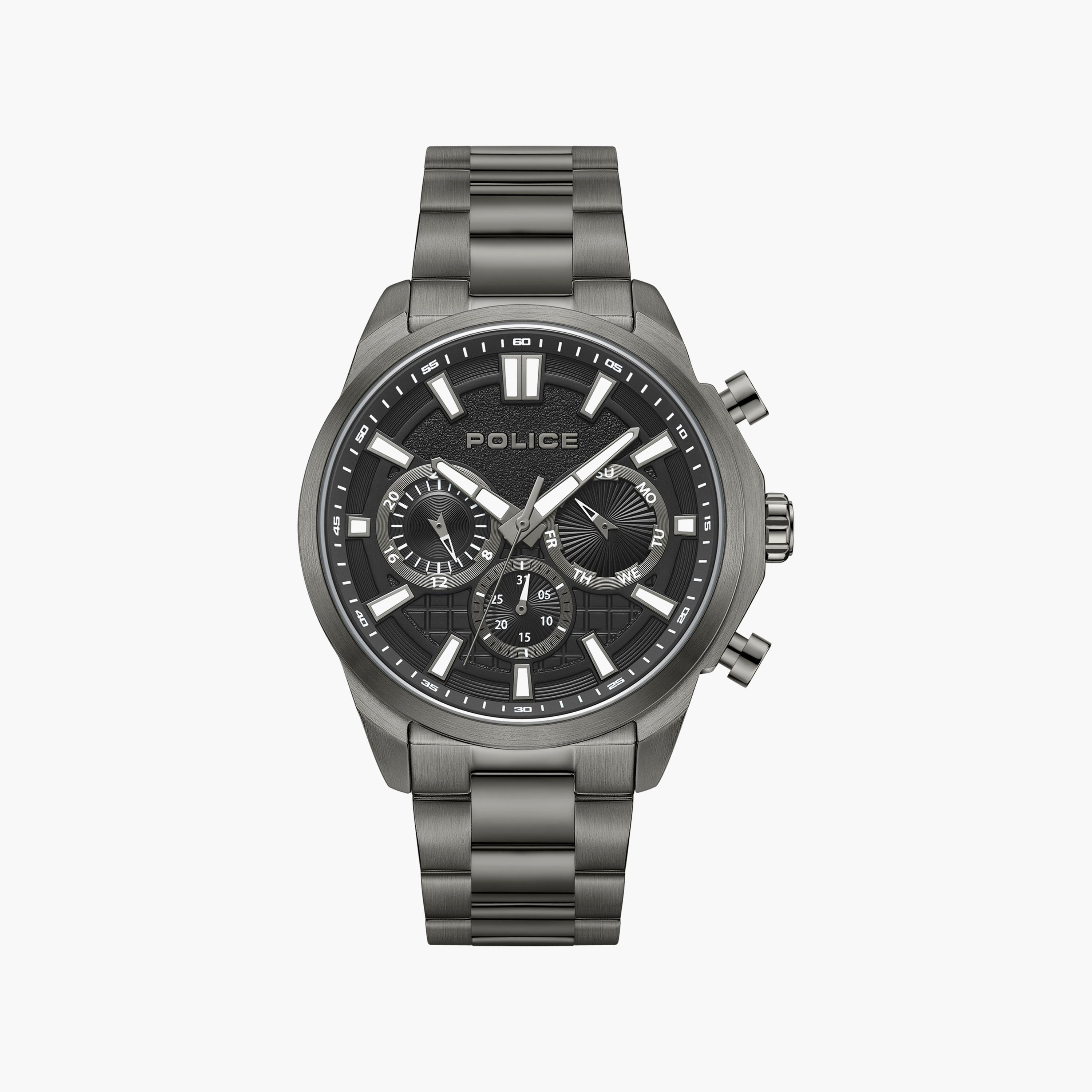ساعة كرونوغراف رمادية بسوار ستانلس ستيل للرجال من بوليس | PEWJK0021003-men-watchesandjewellery-watches-image-1