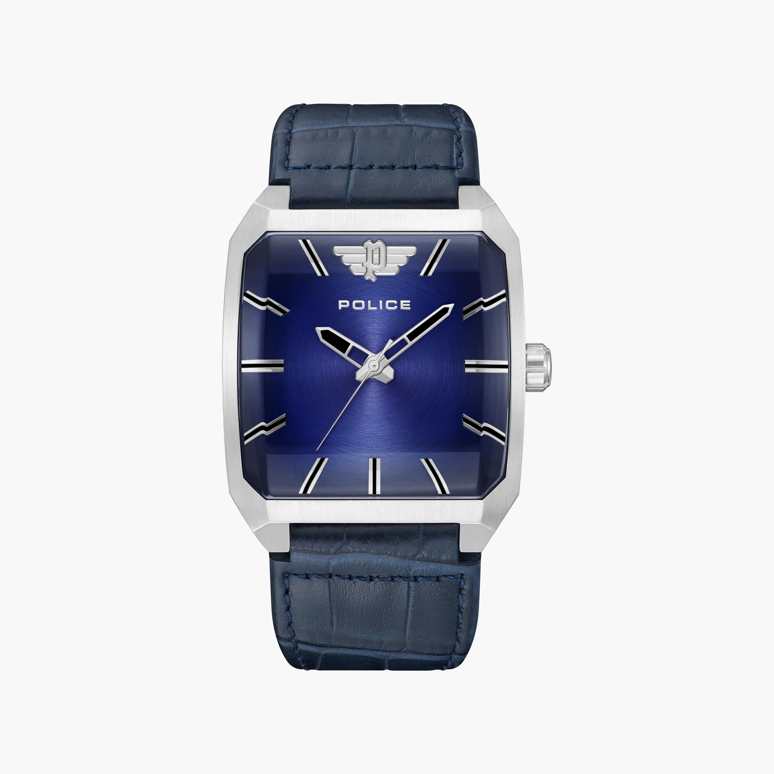 ساعة بوليس للرجال ذات أنالوج بسوار من الجلد الطبيعي باللون الازرق | PEWJA0006001-men-watchesandjewellery-watches-image-1