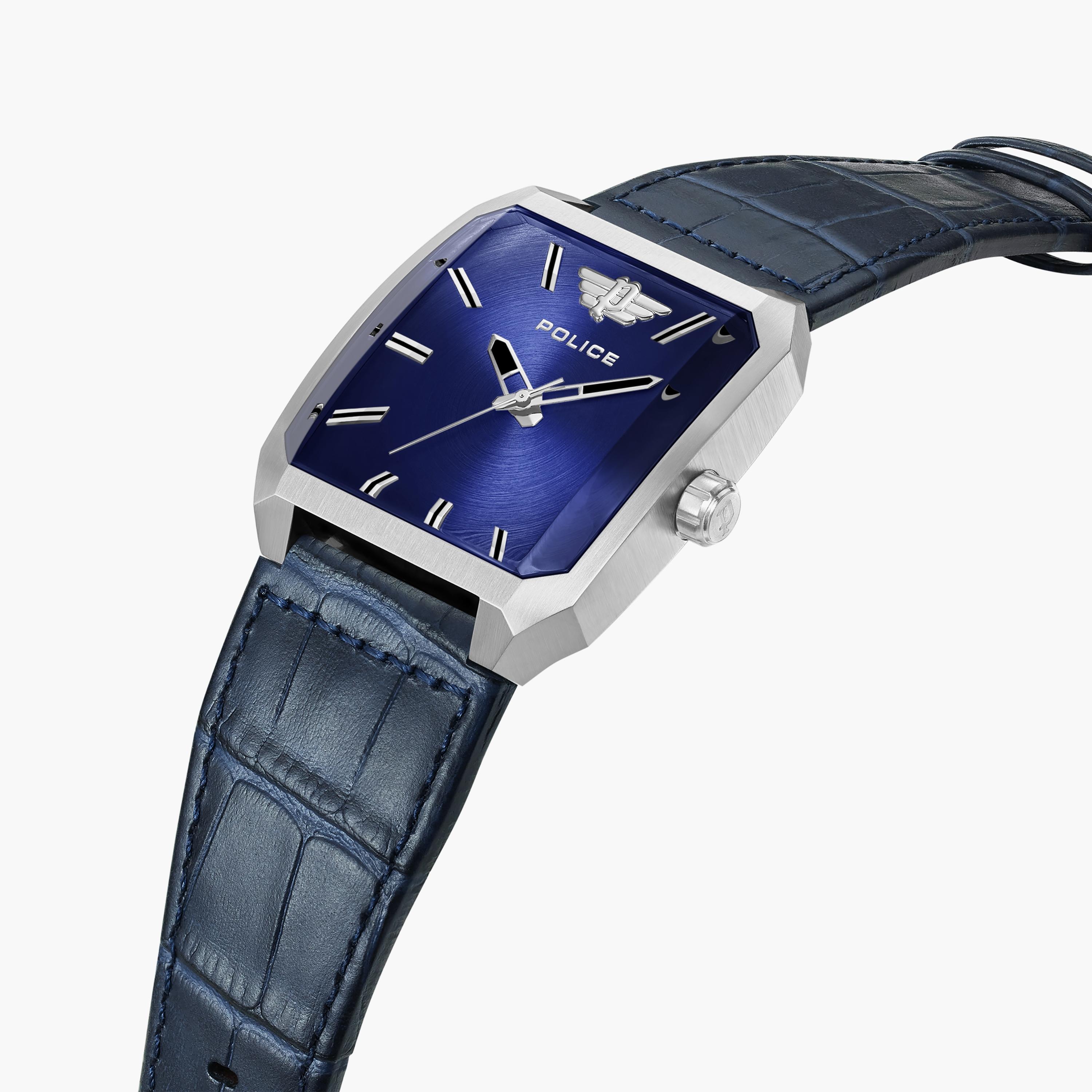 ساعة بوليس للرجال ذات أنالوج بسوار من الجلد الطبيعي باللون الازرق | PEWJA0006001-men-watchesandjewellery-watches-image-2