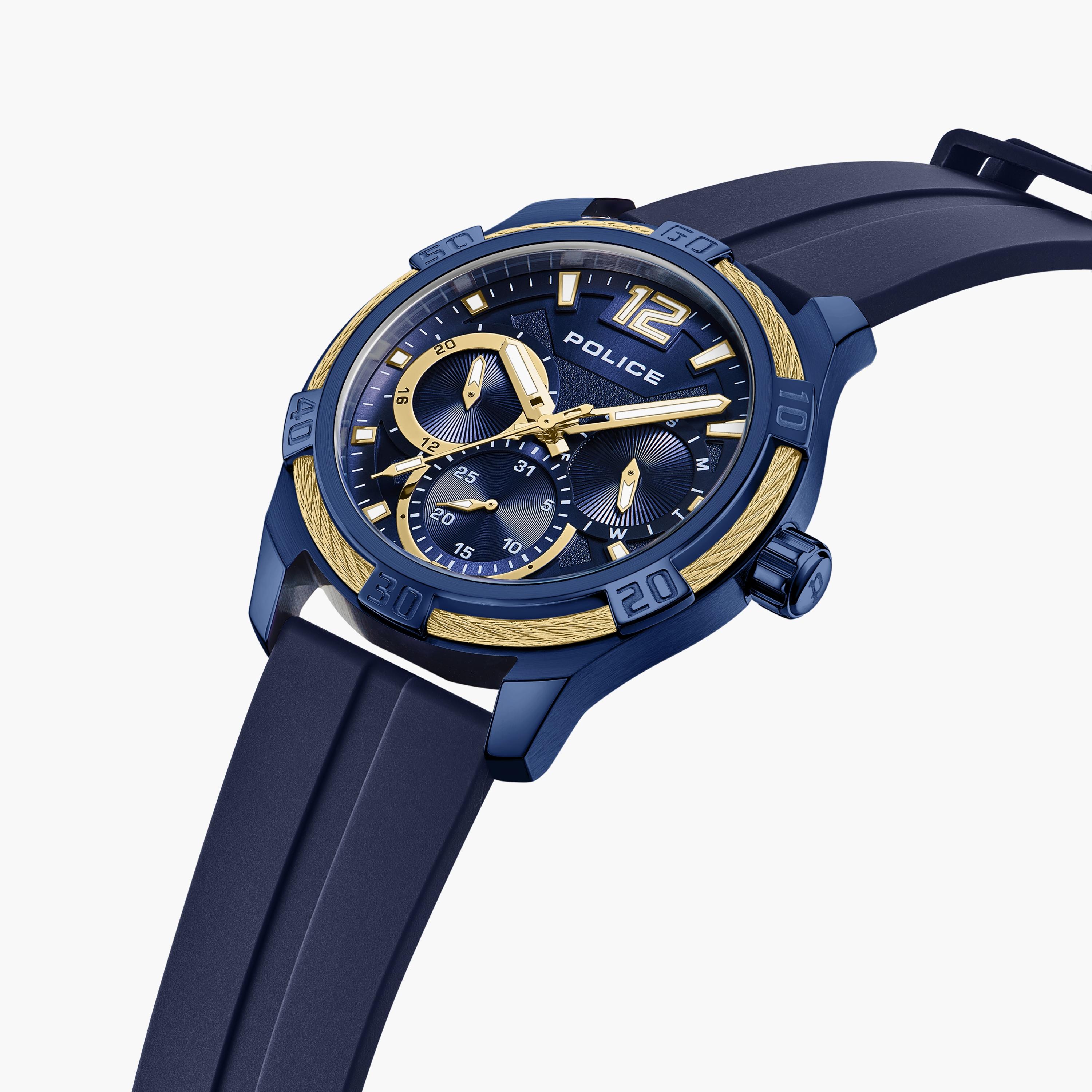 ساعة بوليس ذو انالوج بسوار سيليكون أزرق للرجال | PEWJQ0005303-men-watchesandjewellery-watches-image-2