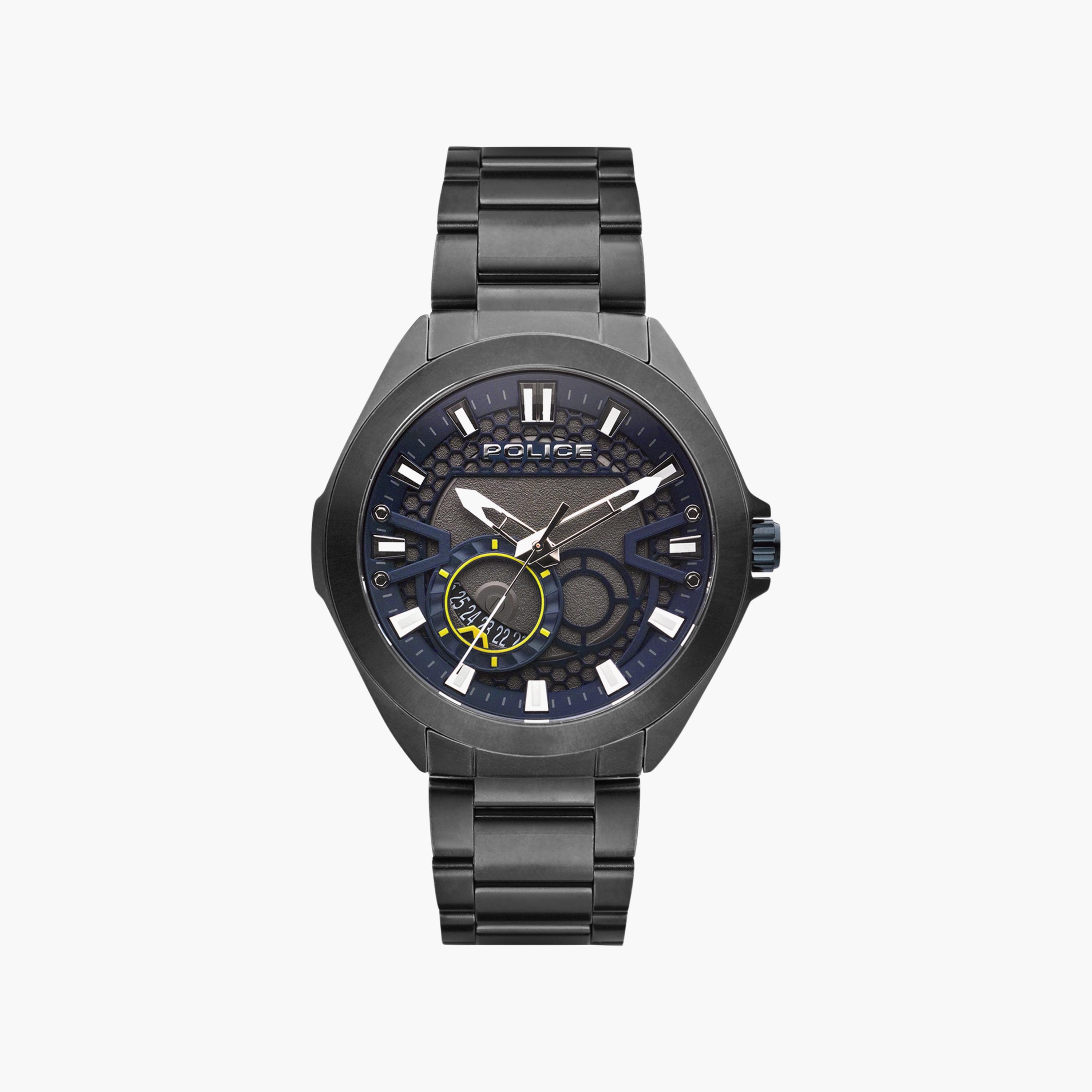 ساعة أنالوج سوداء بسوار ستانلس ستيل من بوليس للرجال | PEWJH2110303-men-watchesandjewellery-watches-image-1
