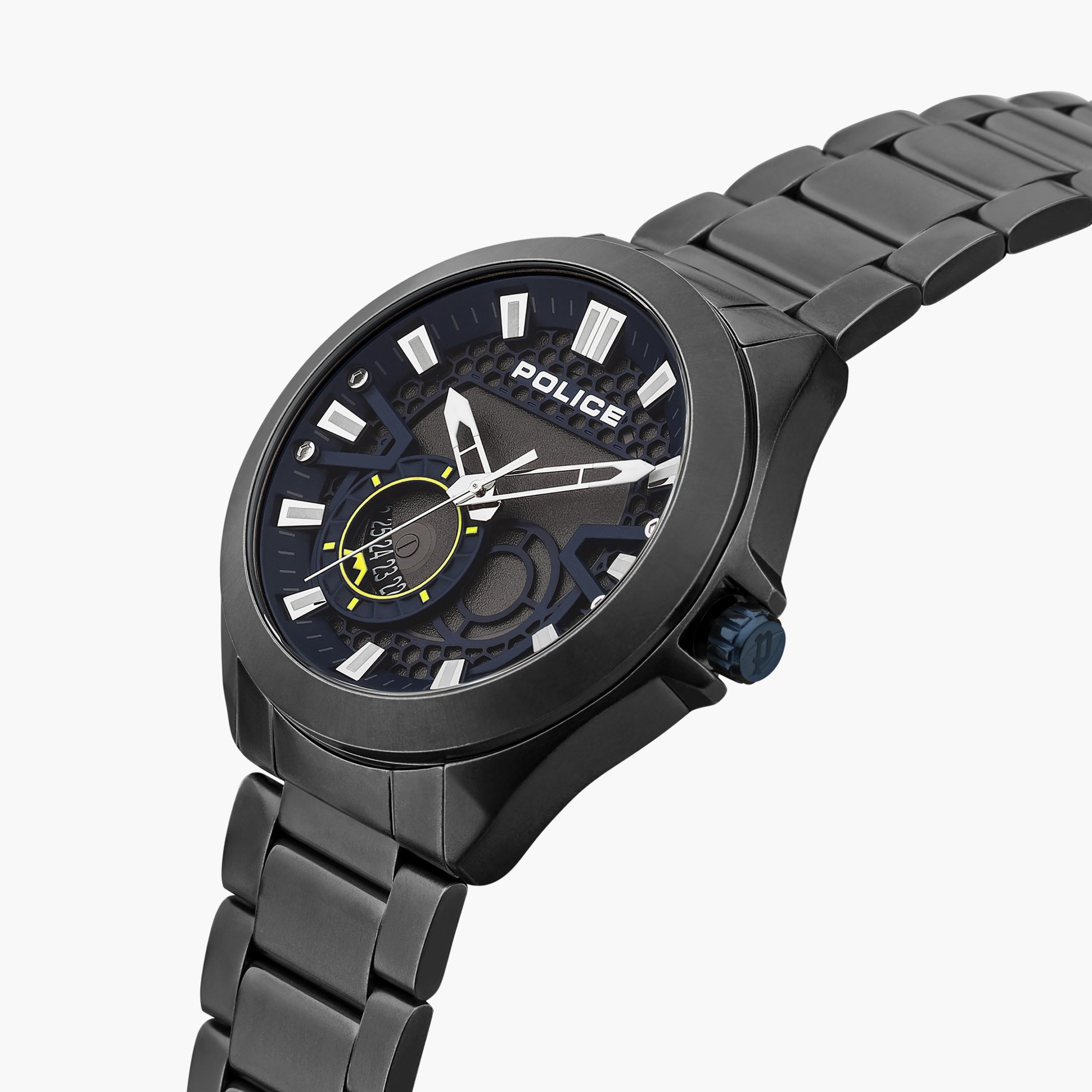 ساعة أنالوج سوداء بسوار ستانلس ستيل من بوليس للرجال | PEWJH2110303-men-watchesandjewellery-watches-image-2